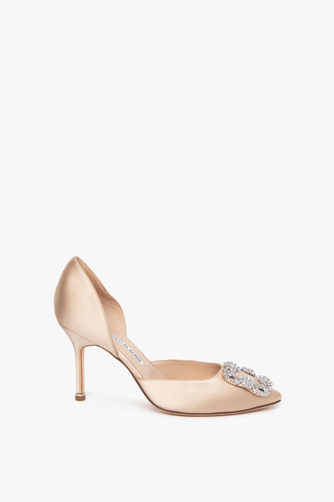 Manolo Blahnik Beige Satin Hangisi  D' Orsay Pumps Size 37