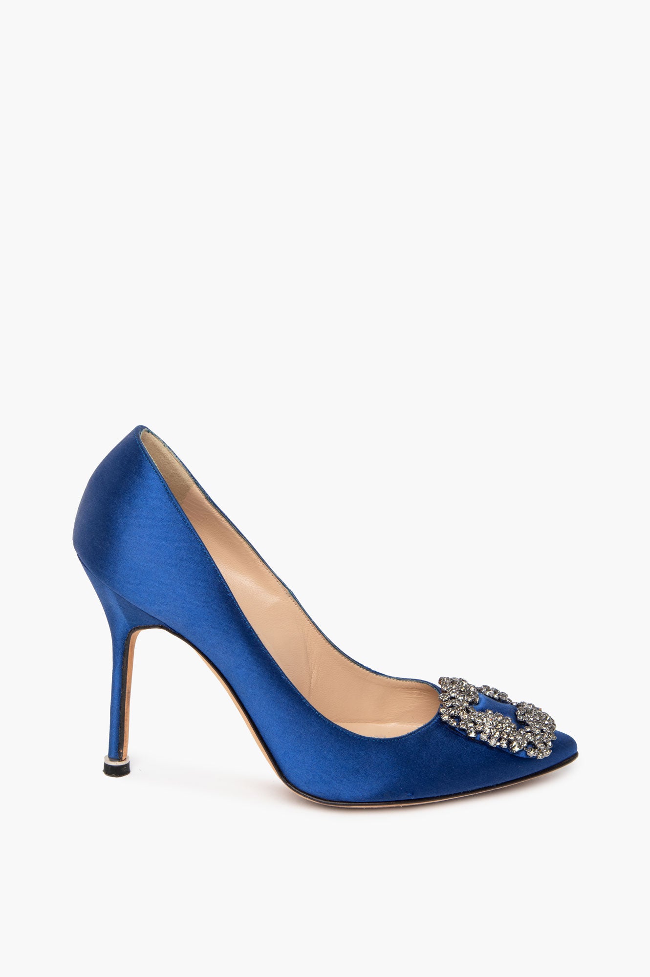 Manolo Blahnik Blue Satin Hangisi Pumps Size 36.5