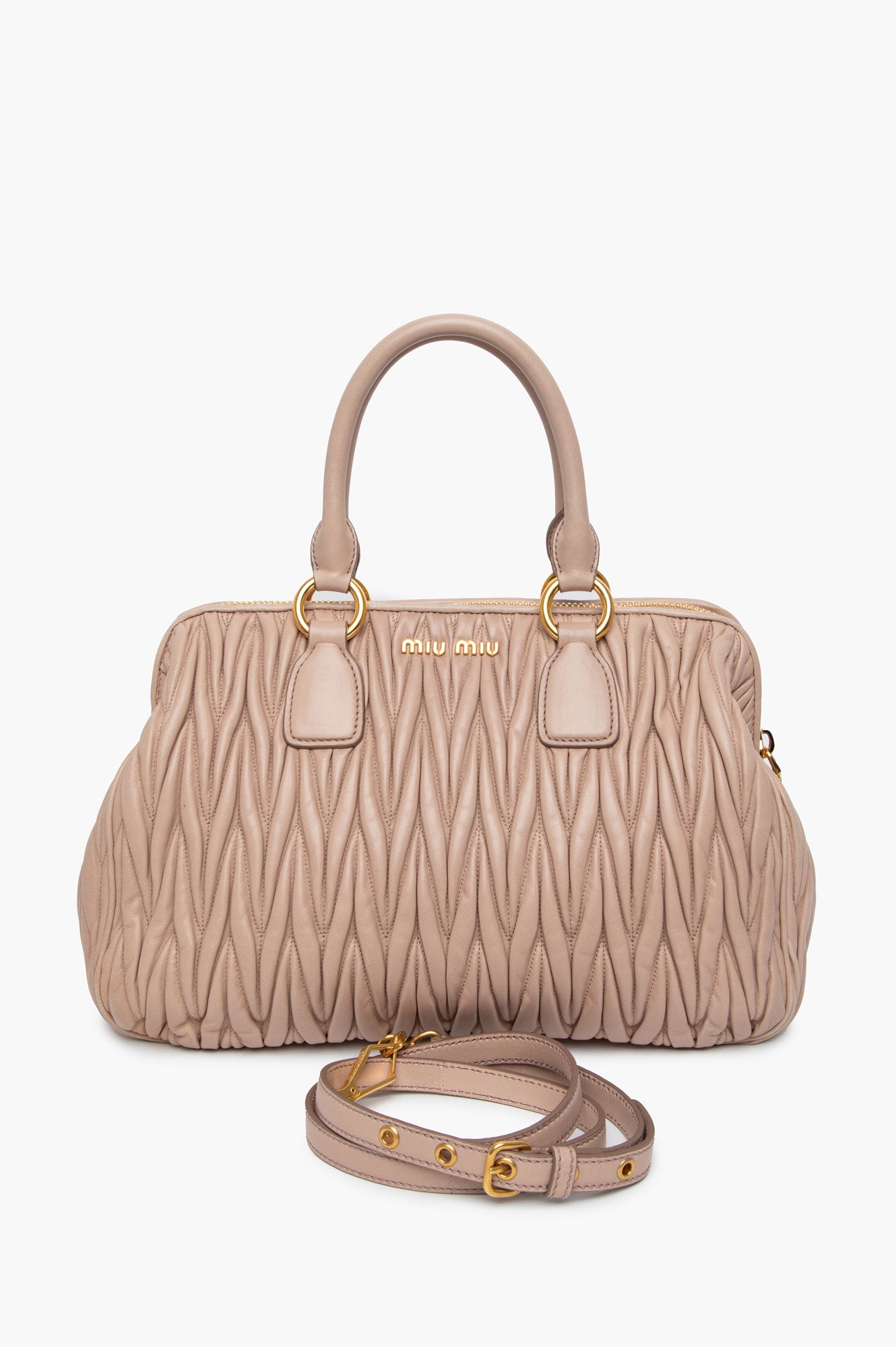 Miu Miu Dusty Rose Matelassé Top Handle Doctor Bag