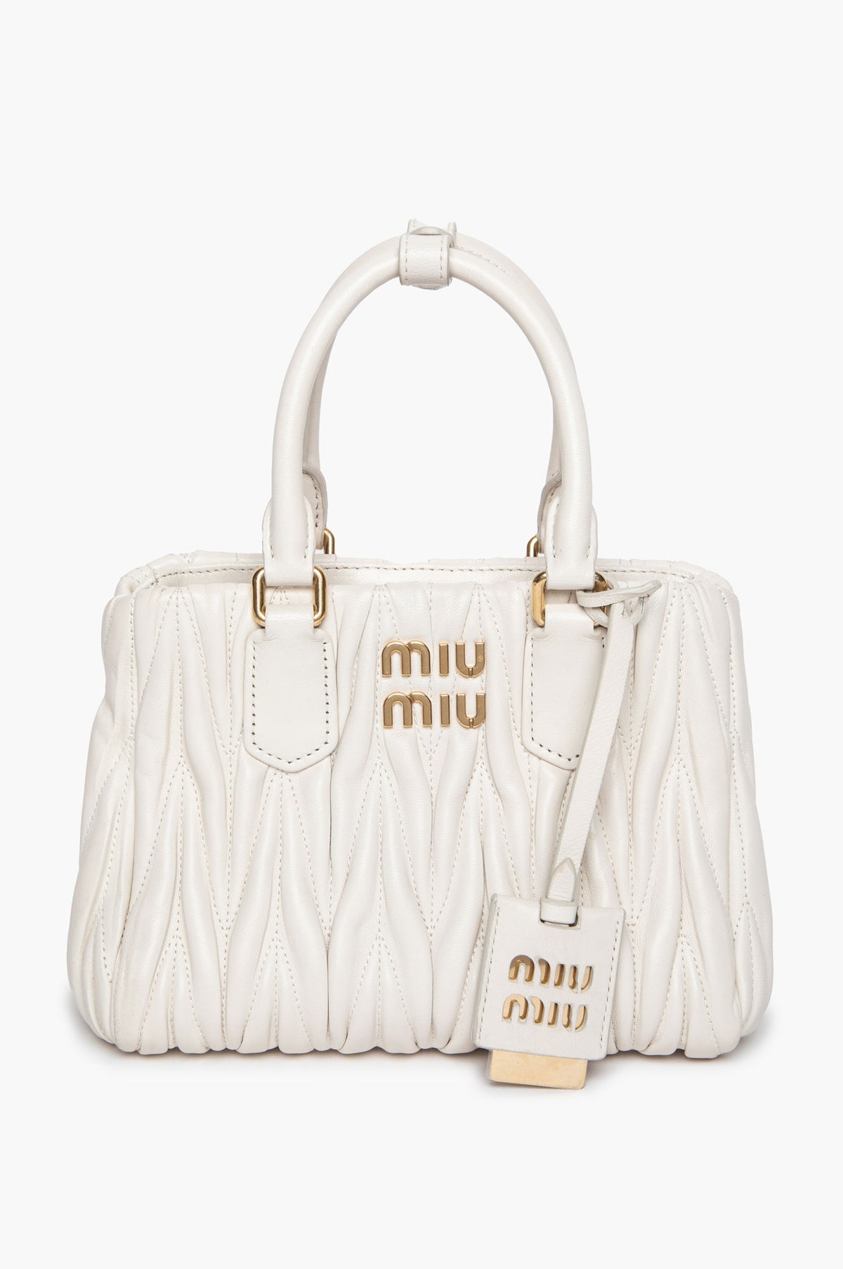 Miu Miu White Matelassé Nappa Mini Tote Bag