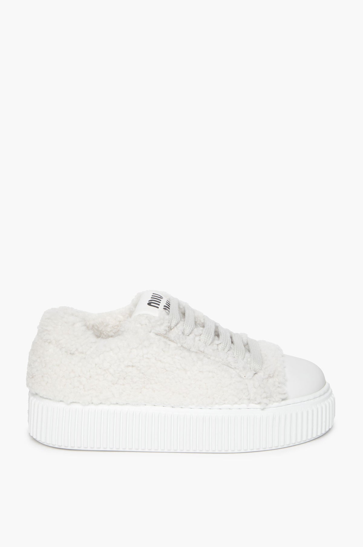 Miu Miu White Shearling Sneakers Size 35.5