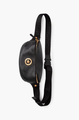 Versace Black Leather Medusa Chest Bag