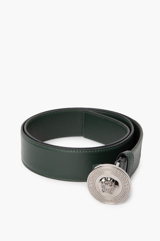 Versace Green Leather Medusa Belt 90/36