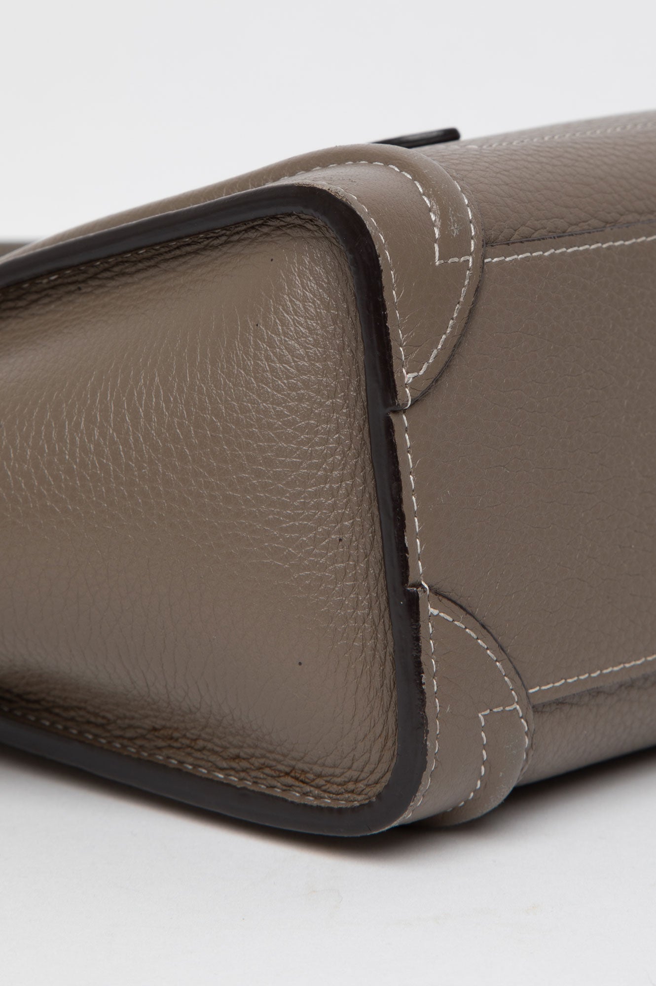 Celine Taupe Leather Contrast Stitch Nano Luggage Tote