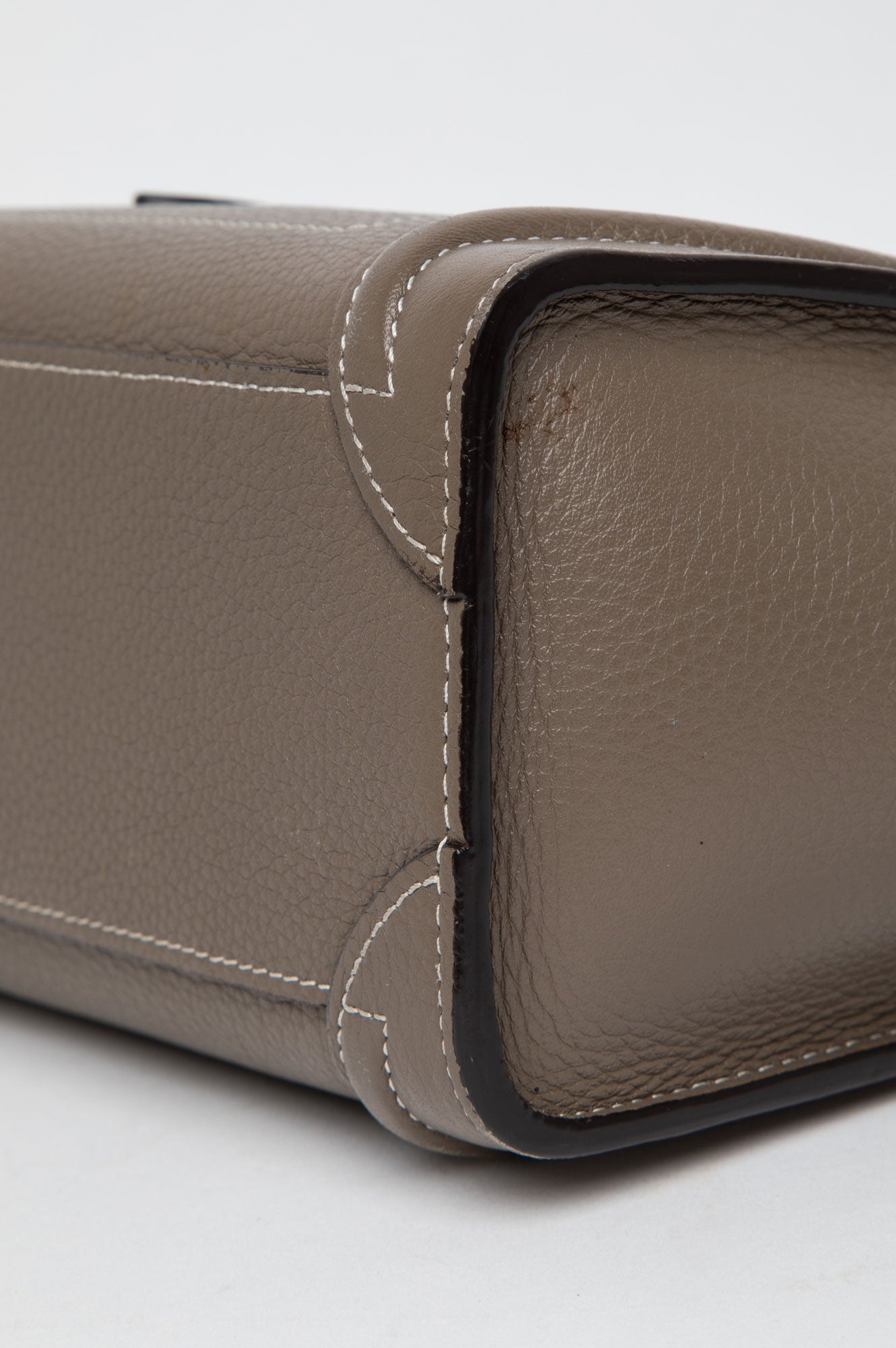 Celine Taupe Leather Contrast Stitch Nano Luggage Tote