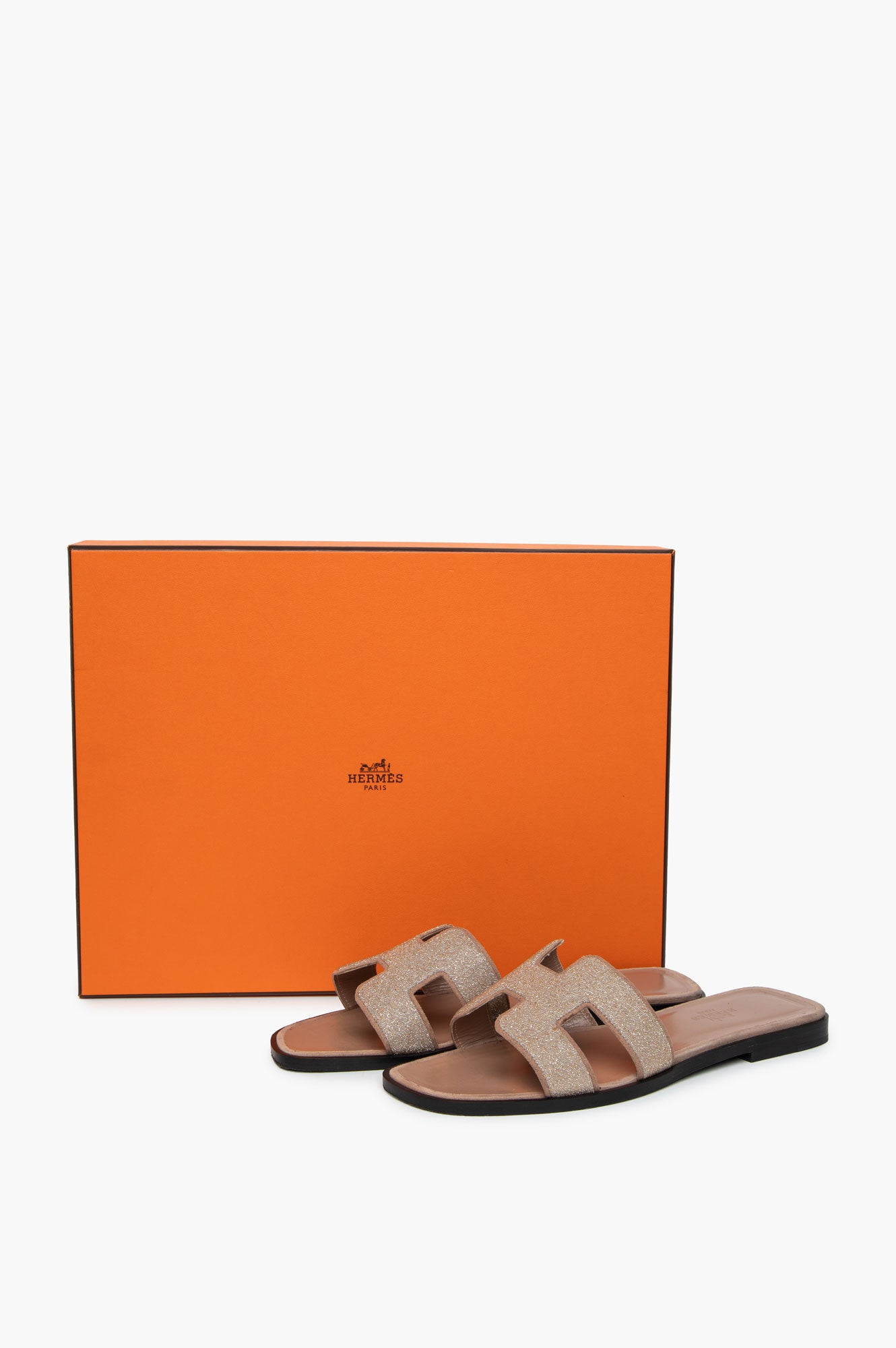 Hermès Beige Glitter Oran Sandals Size 37