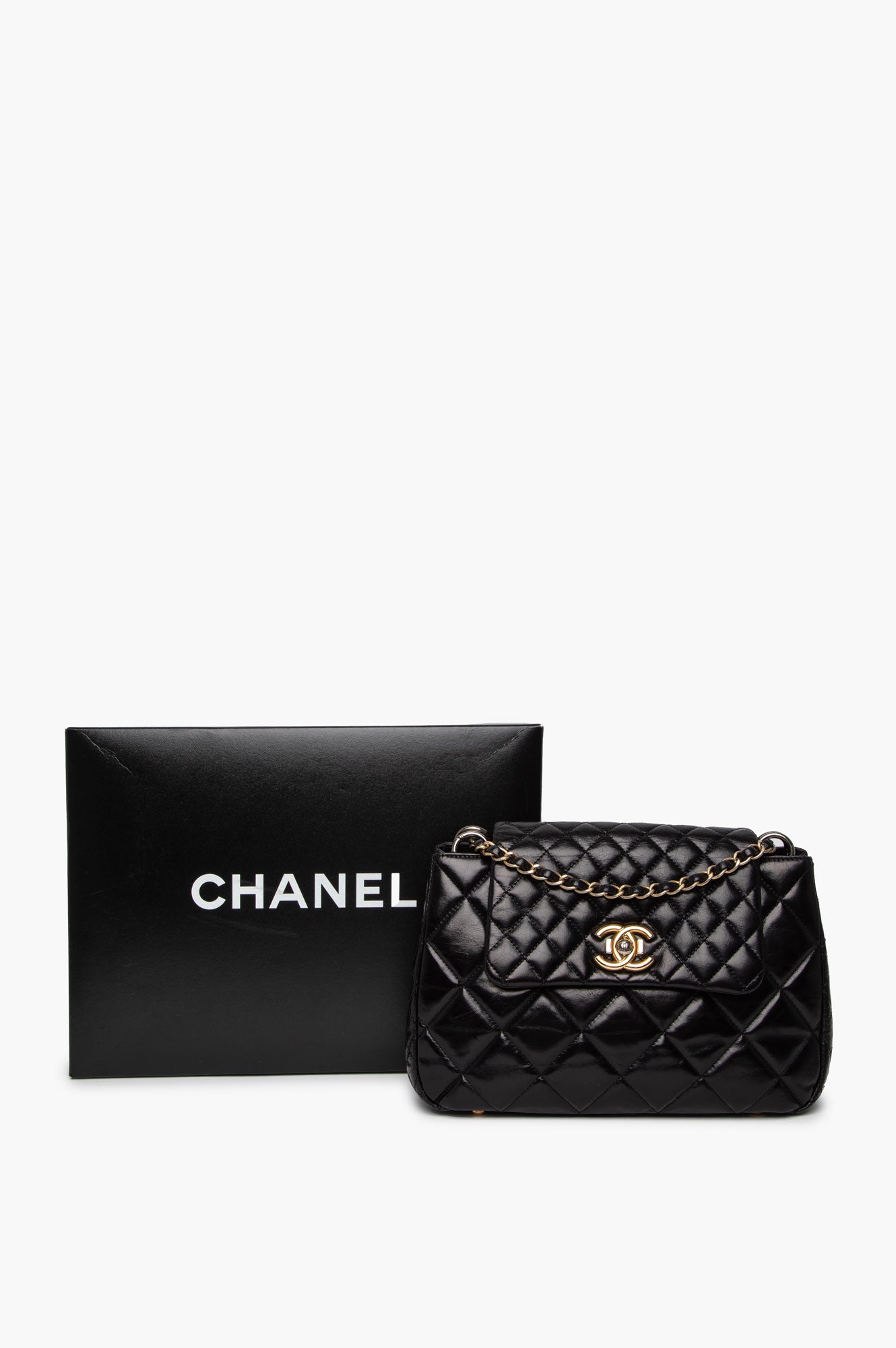 Chanel Black Aged Calfskin Daily Walk Accordion Bag