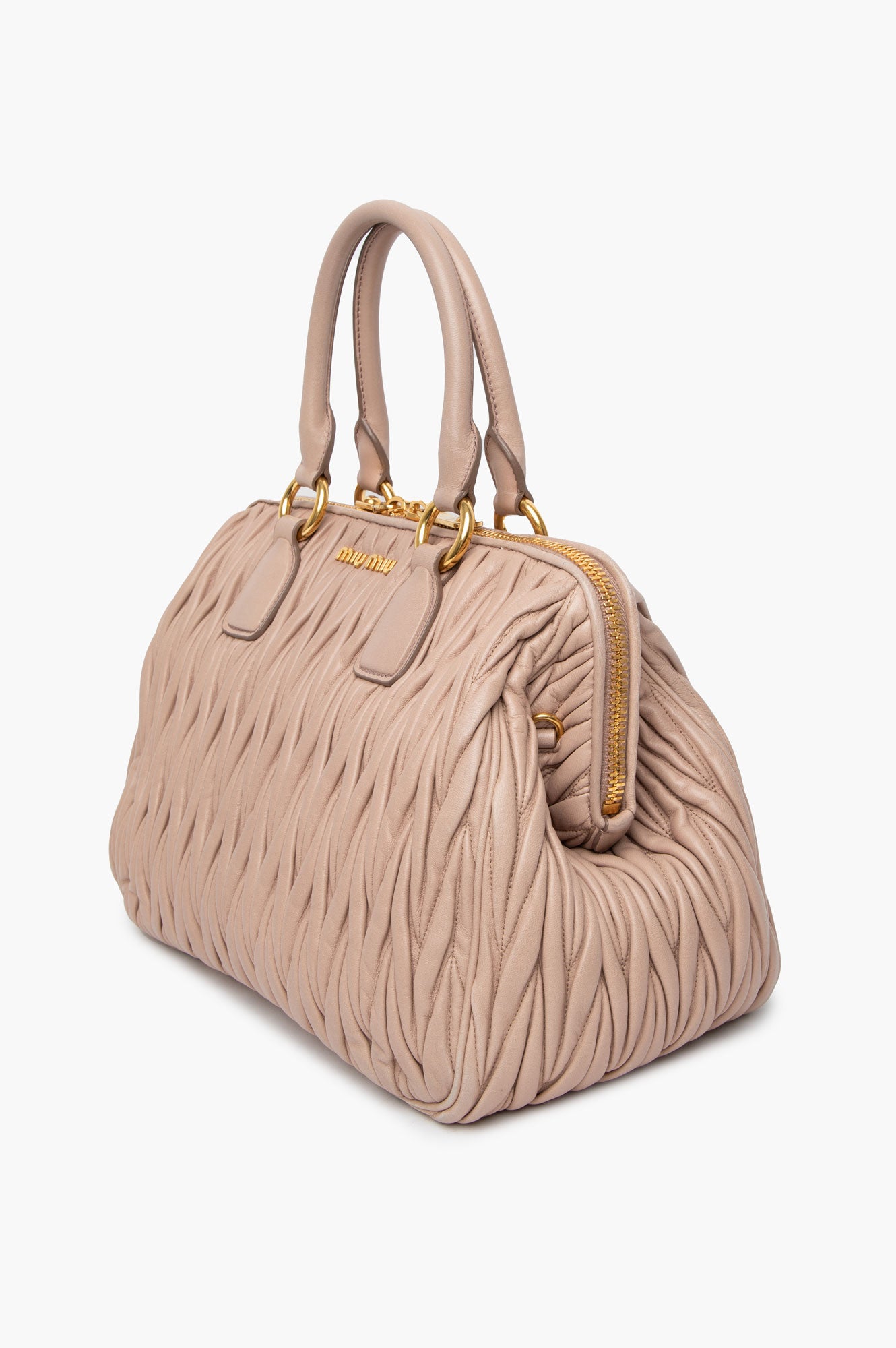 Miu Miu Dusty Rose Matelassé Top Handle Doctor Bag