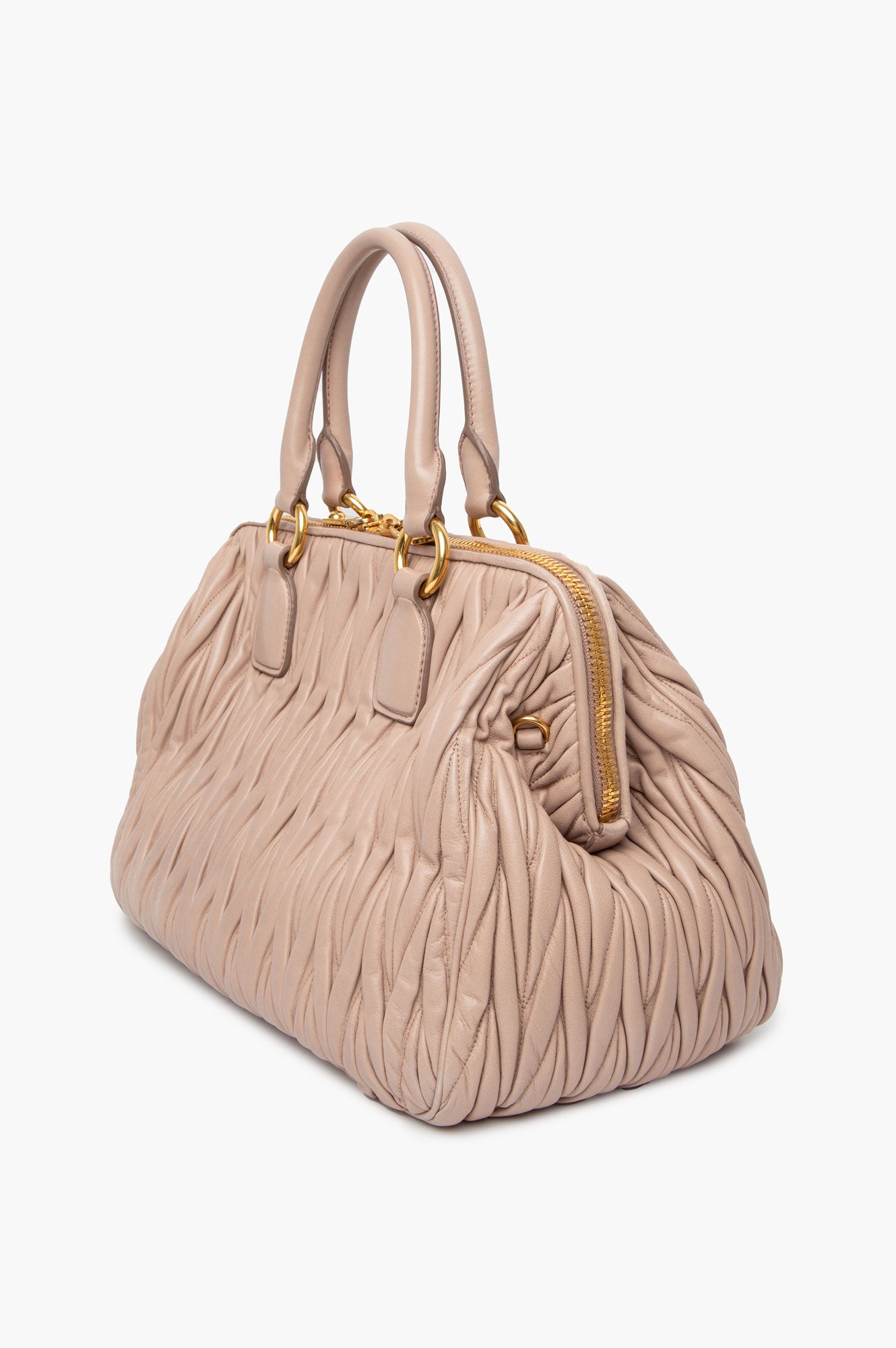 Miu Miu Dusty Rose Matelassé Top Handle Doctor Bag