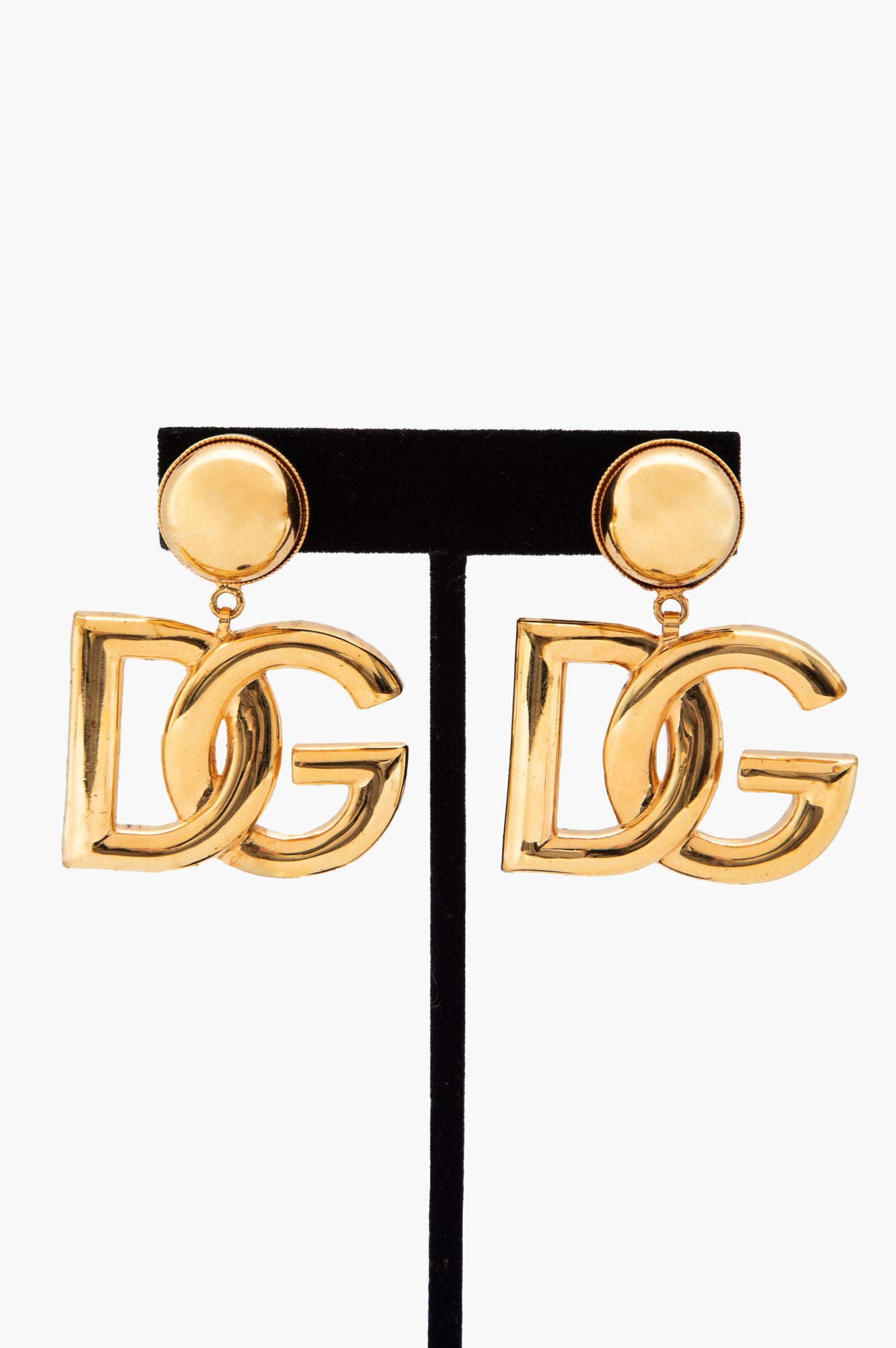 Dolce & Gabbana Gold Tone Interlocking DG Logo Ear Clips