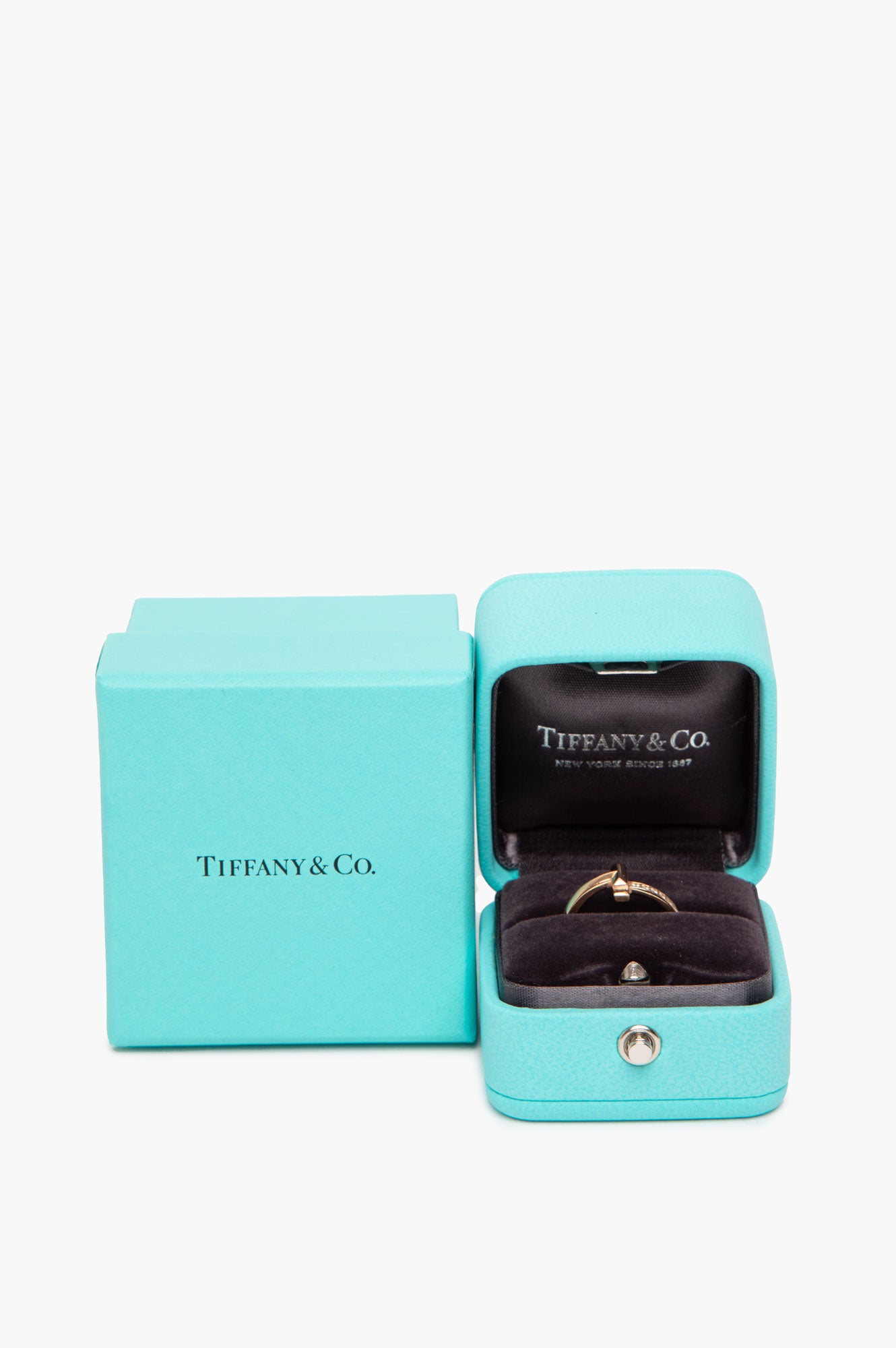 Tiffany & Co. Rose Gold Pave Diamonds T T1 Ring Size 5