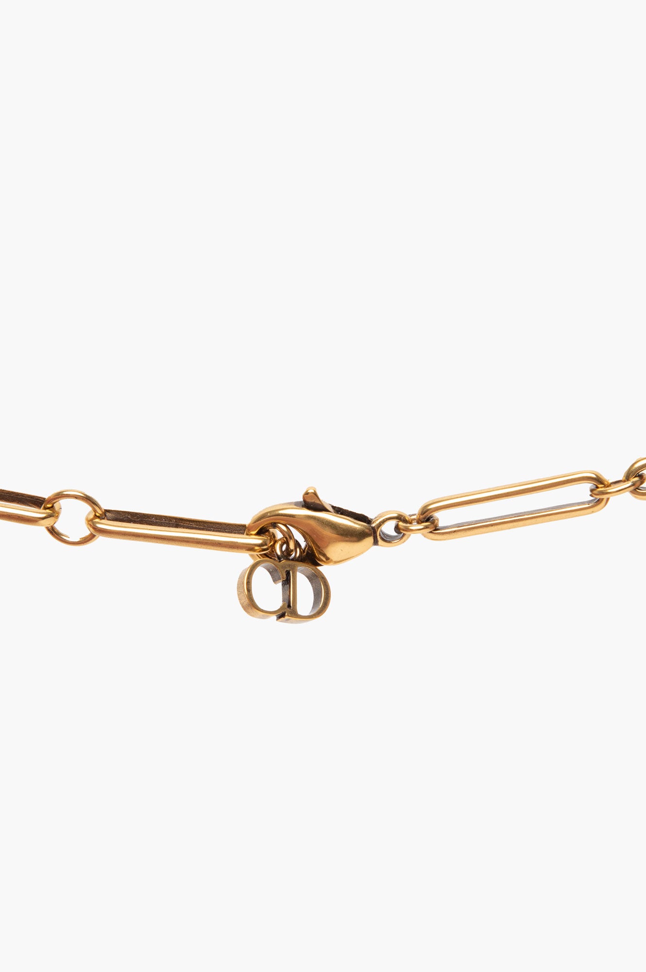 Christian Dior Burnished Gold-Tone J'Adior Crystal Heart Chain Choker