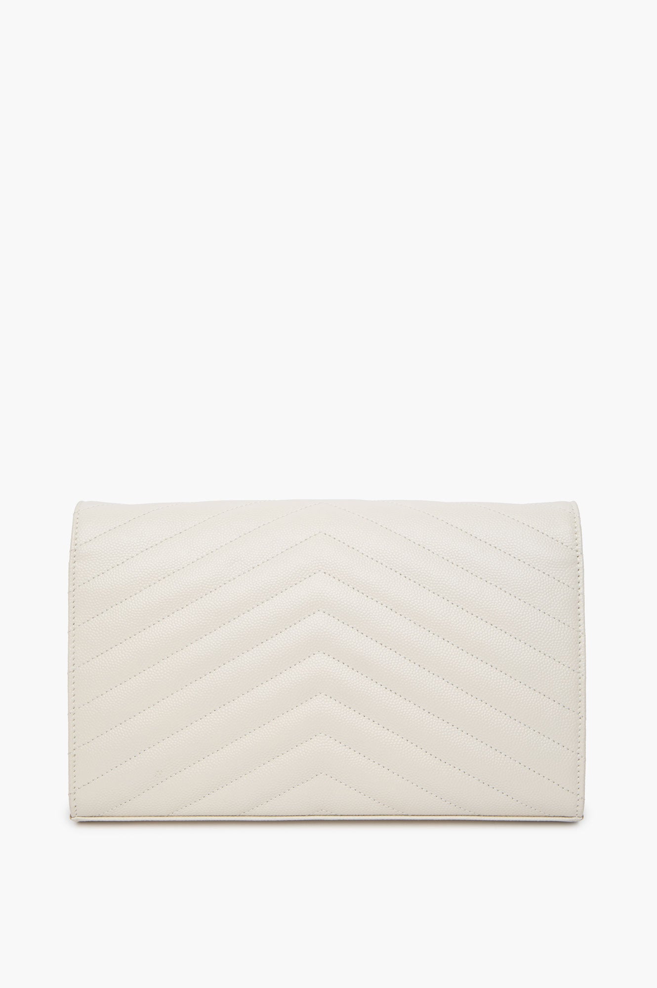 Saint Laurent Cream Grain de Poudre Leather Classic Cassandre Chain Wallet