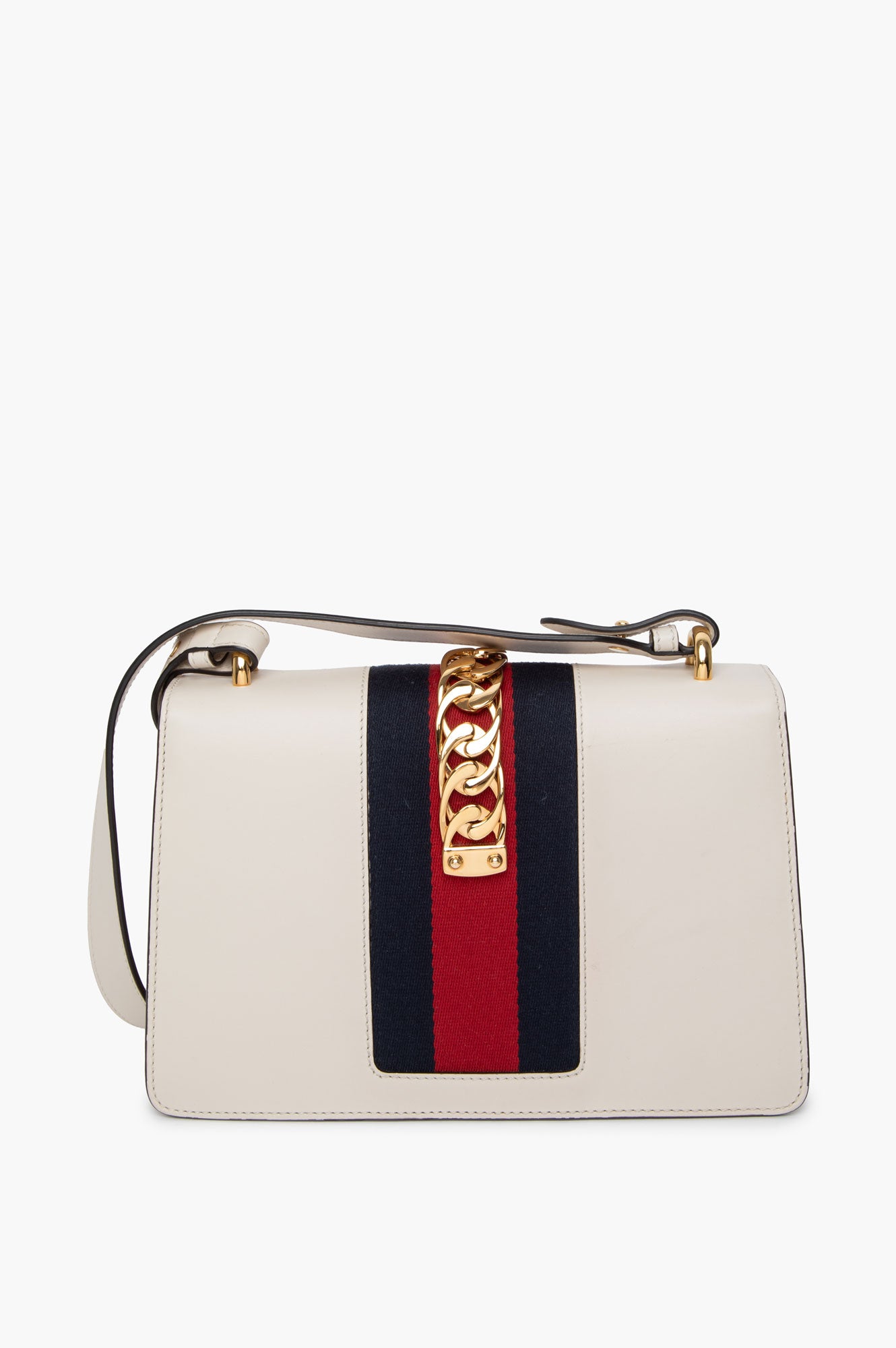 Gucci Medium White Leather Sylvie Shoulder Bag