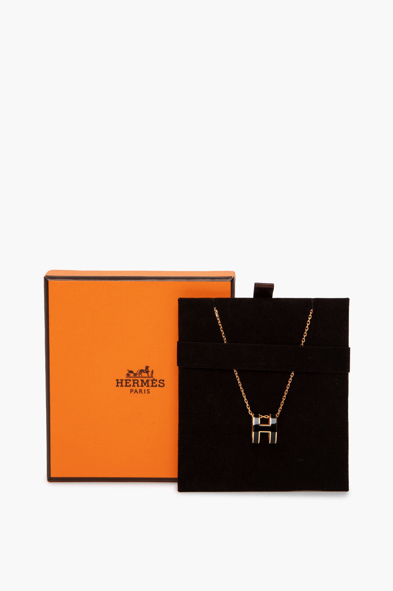 Hermès Black/Rose Gold Plated Pop H Necklace