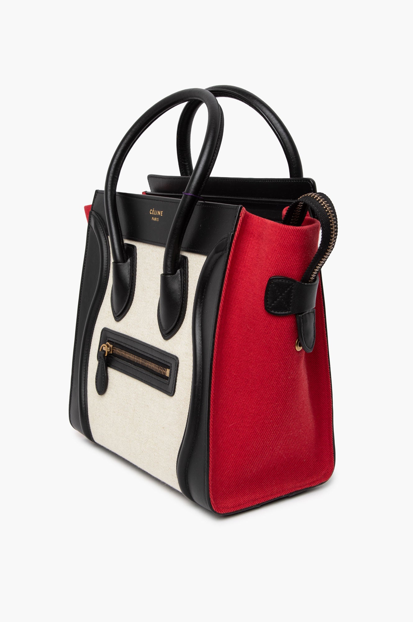 Celine Red Tri-Colour Mini Luggage Tote
