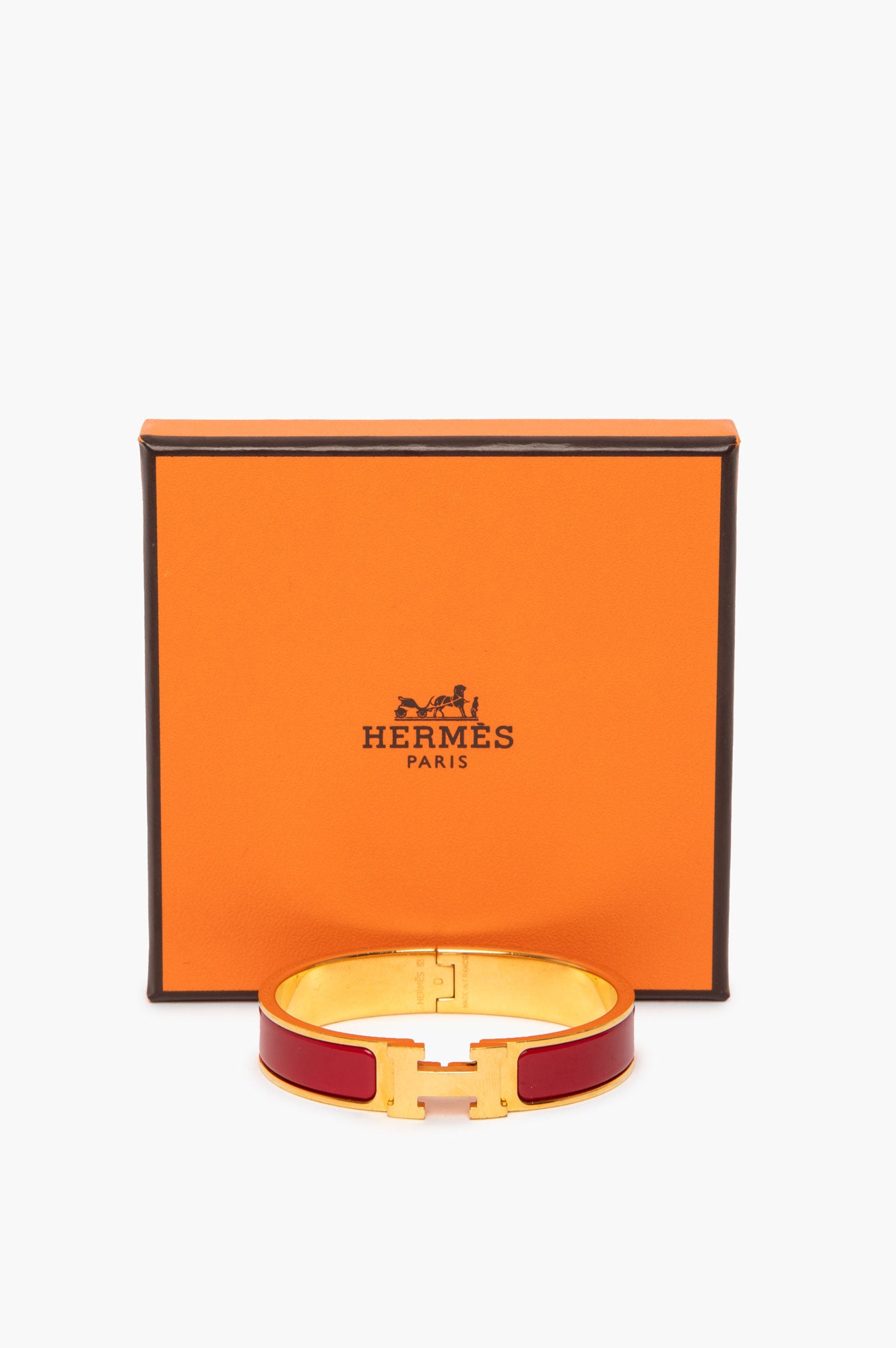 Hermès Gold Plated Red Clic H Bracelet