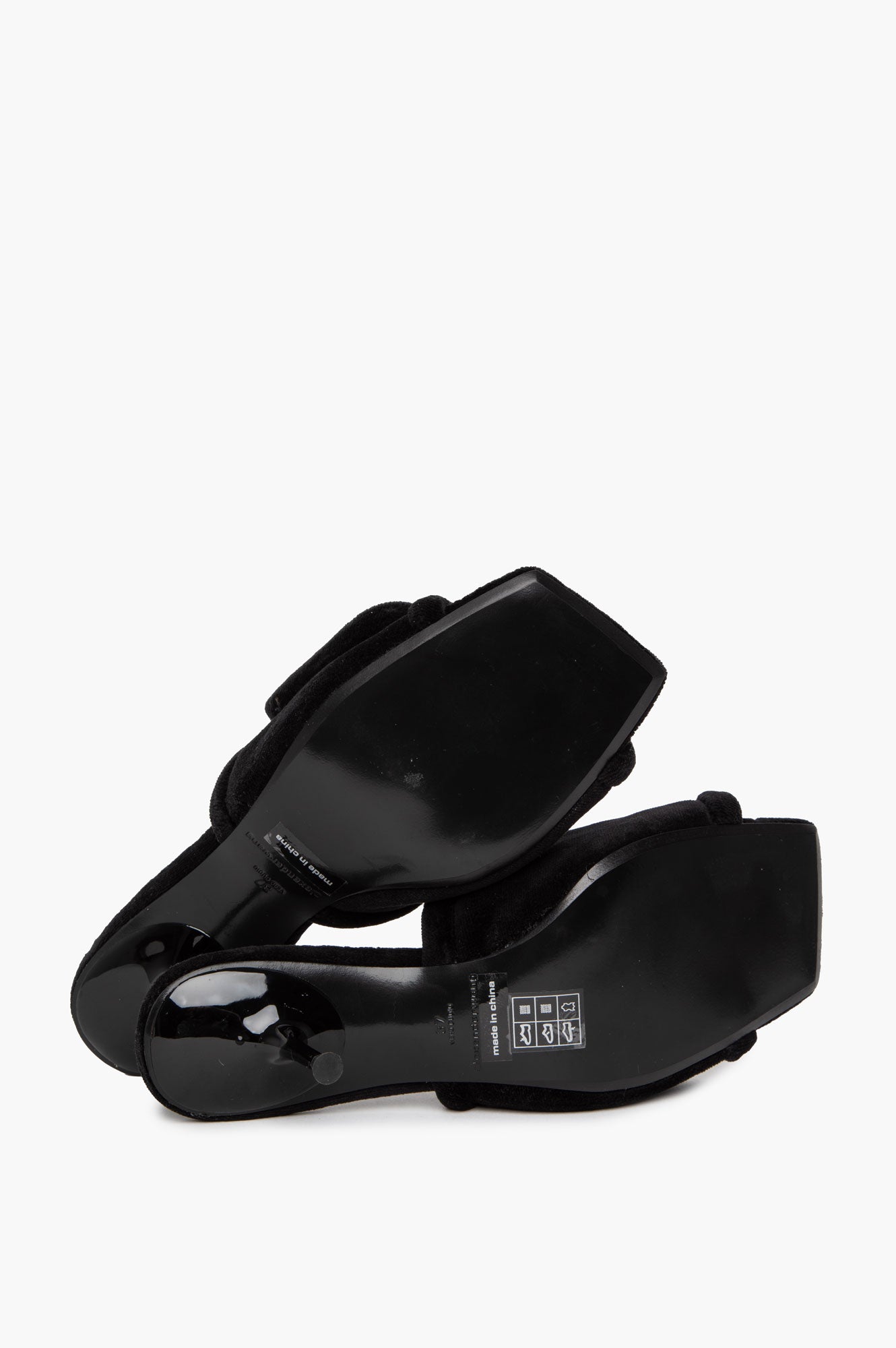 Alexander Wang Black Velour Jessie Padded Logo Slides Size 37