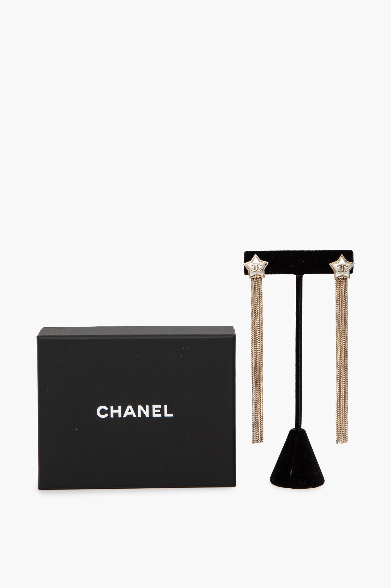 Chanel CC Star Fringe Drop Earrings