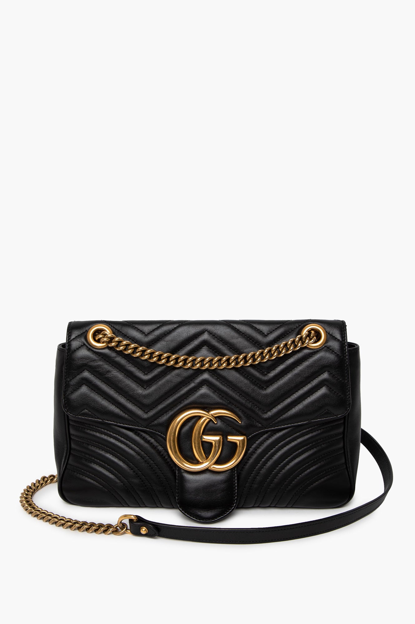 Gucci Black Leather Marmont Large Shoulder Bag