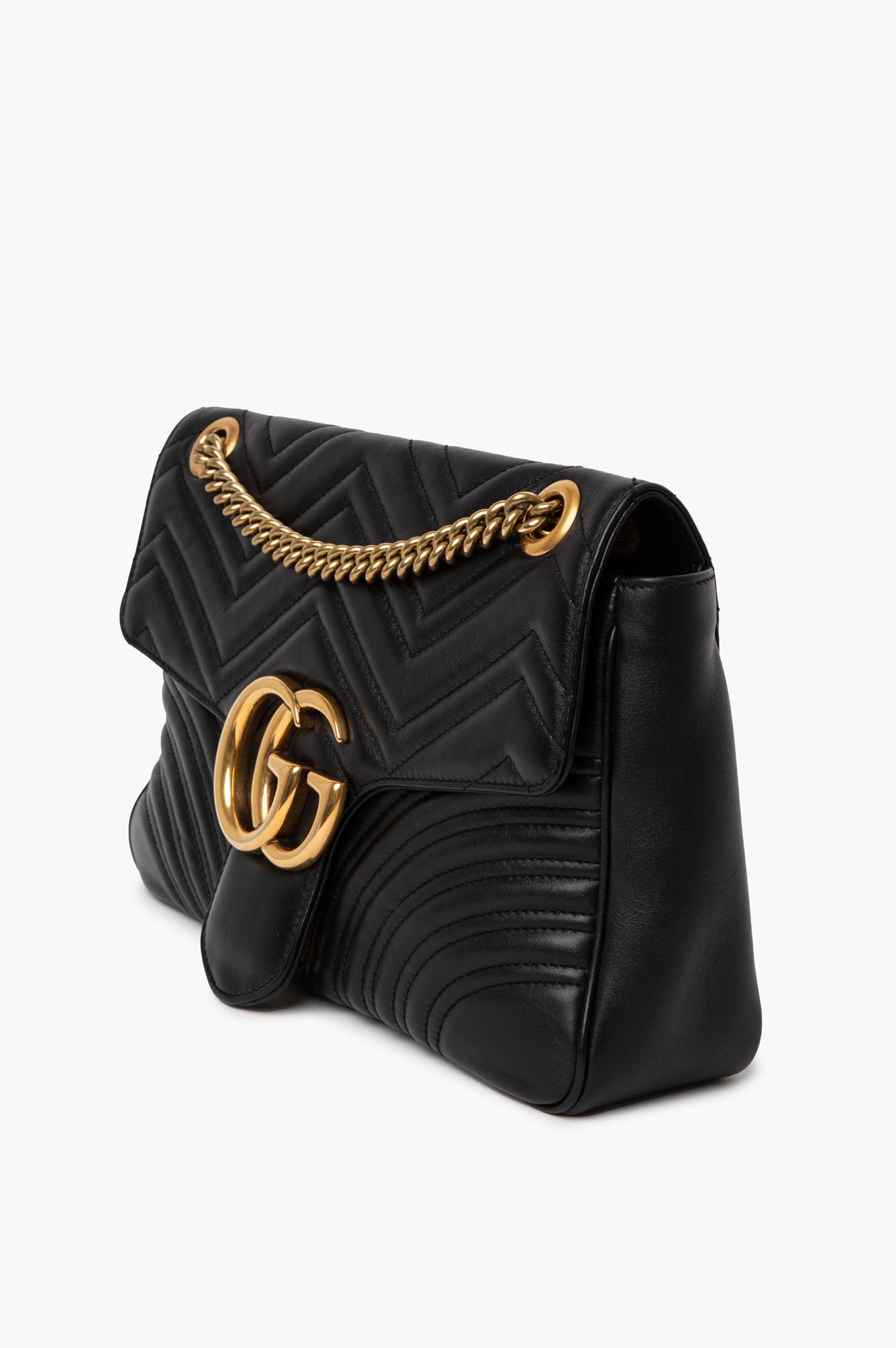 Gucci Black Leather Marmont Large Shoulder Bag
