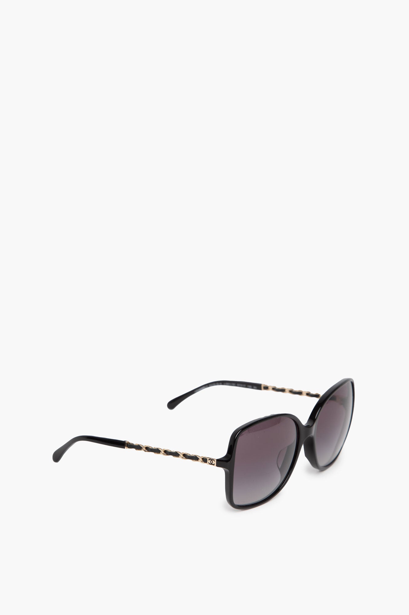 Chanel Black Frame With Logo Leg Sunglasses