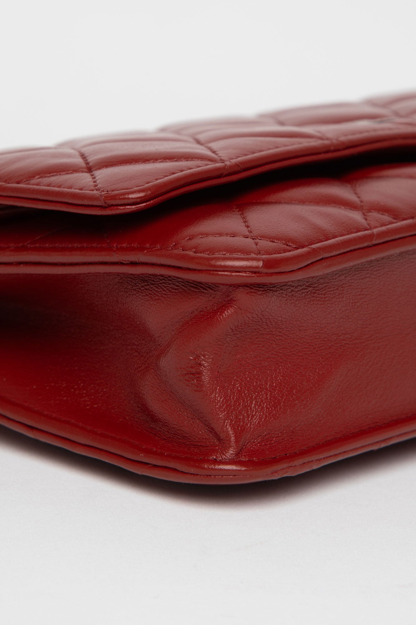 Chanel Red Lambskin Wallet on Chain