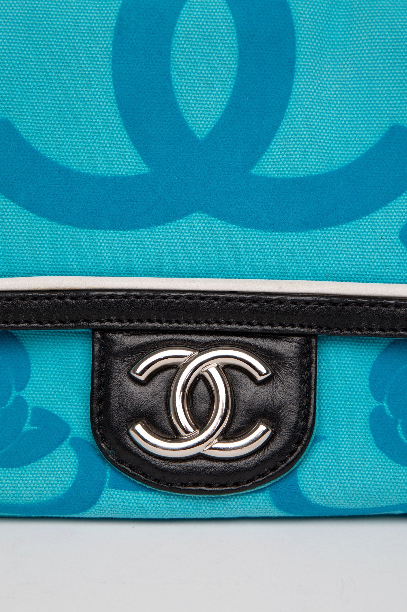 Chanel Blue Camellia Single Flap Shoulder Bag
