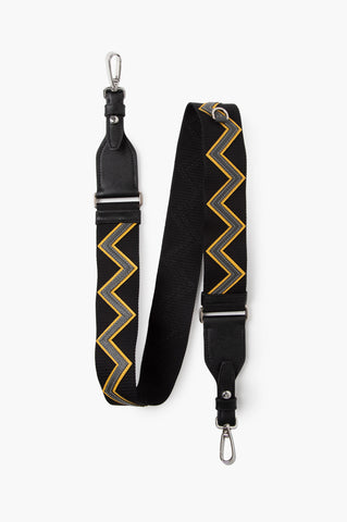 Prada Black Canvas Bag Strap with Yellow Stripes