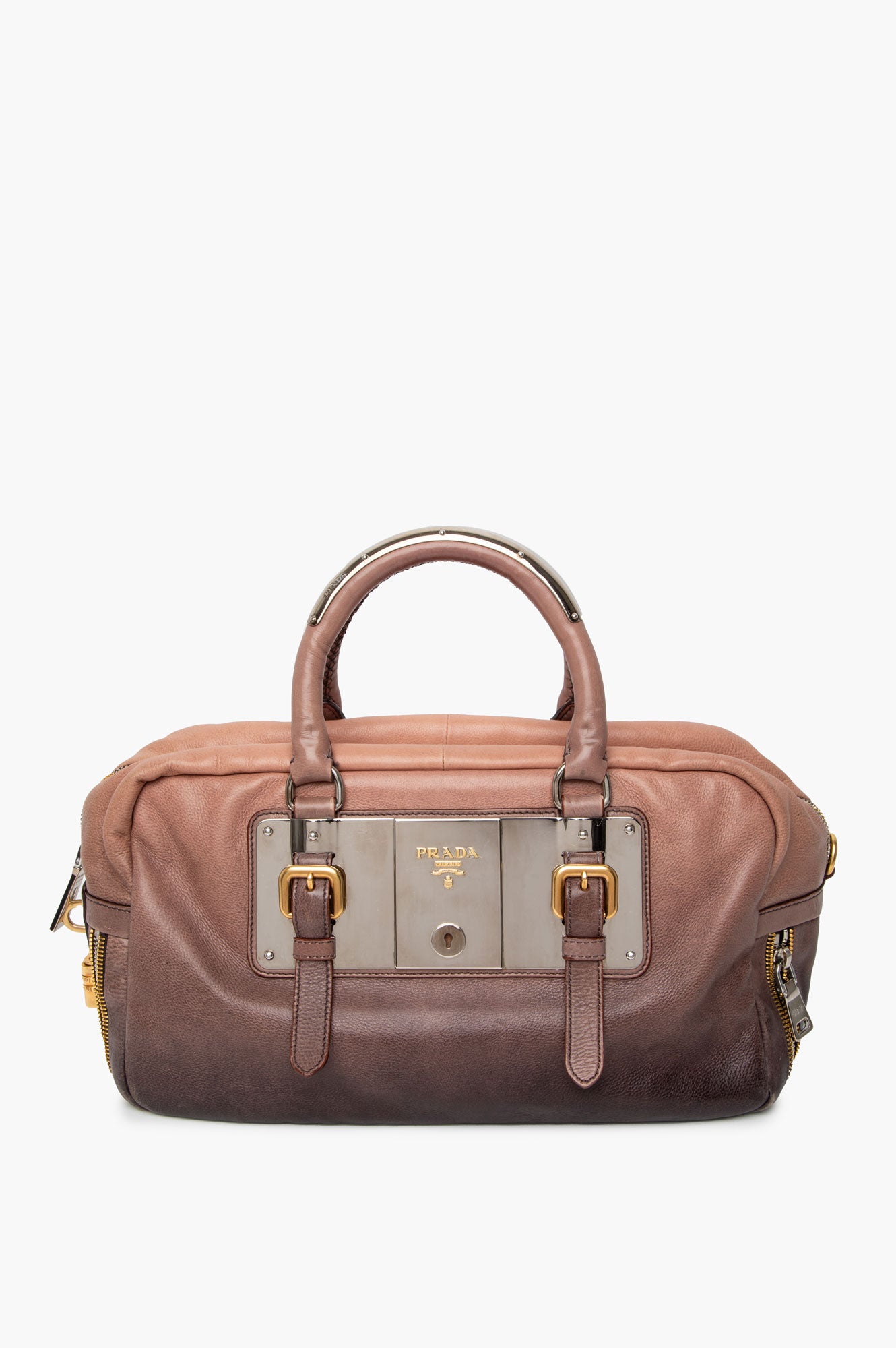 Prada Ardesia/Nudo Ombre Glace Zippers Satchel Bag