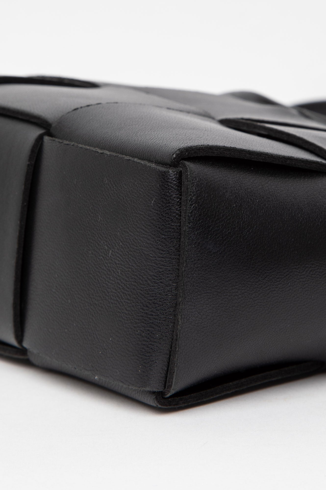 Bottega Veneta Black Leather Arco Mini Intrecciato Tote