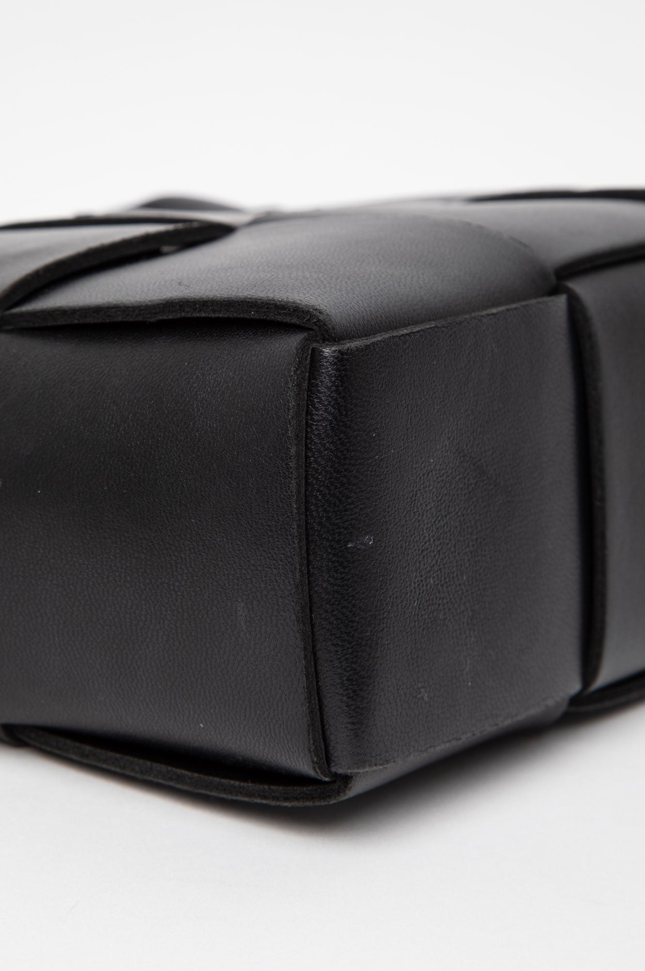 Bottega Veneta Black Leather Arco Mini Intrecciato Tote