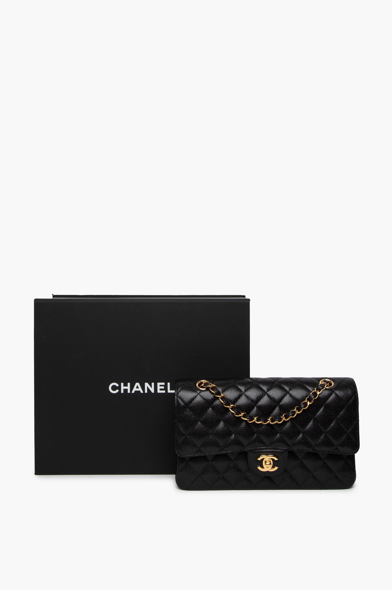 Chanel Black Caviar Medium Classic Double Flap GHW