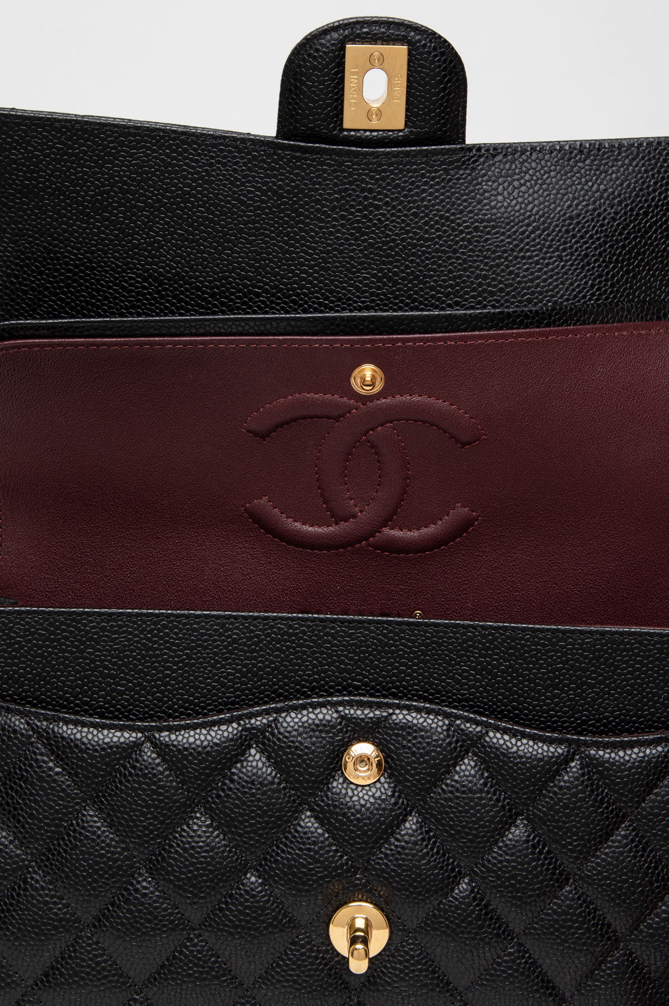 Chanel Black Caviar Medium Classic Double Flap GHW