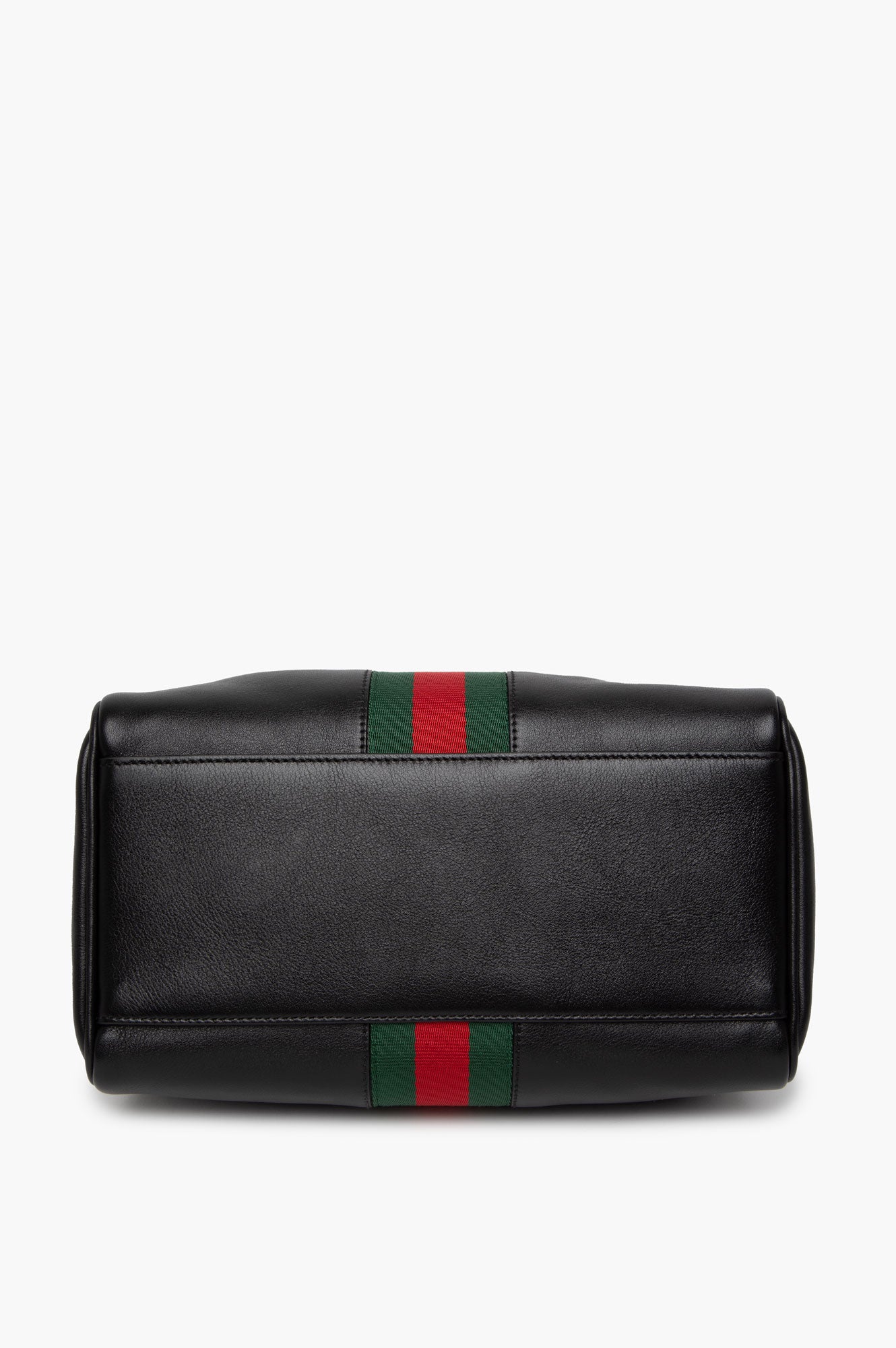 Gucci Black Leather Web Trademark Small Duffle Bag