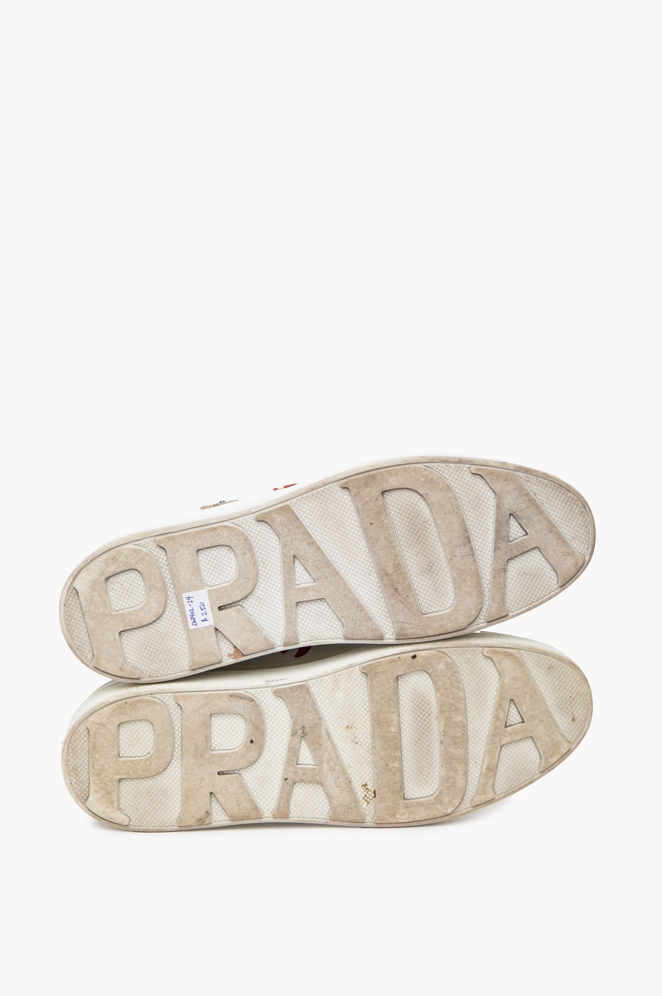 Prada White Leather Robot Applique Platform Sneakers Size 39