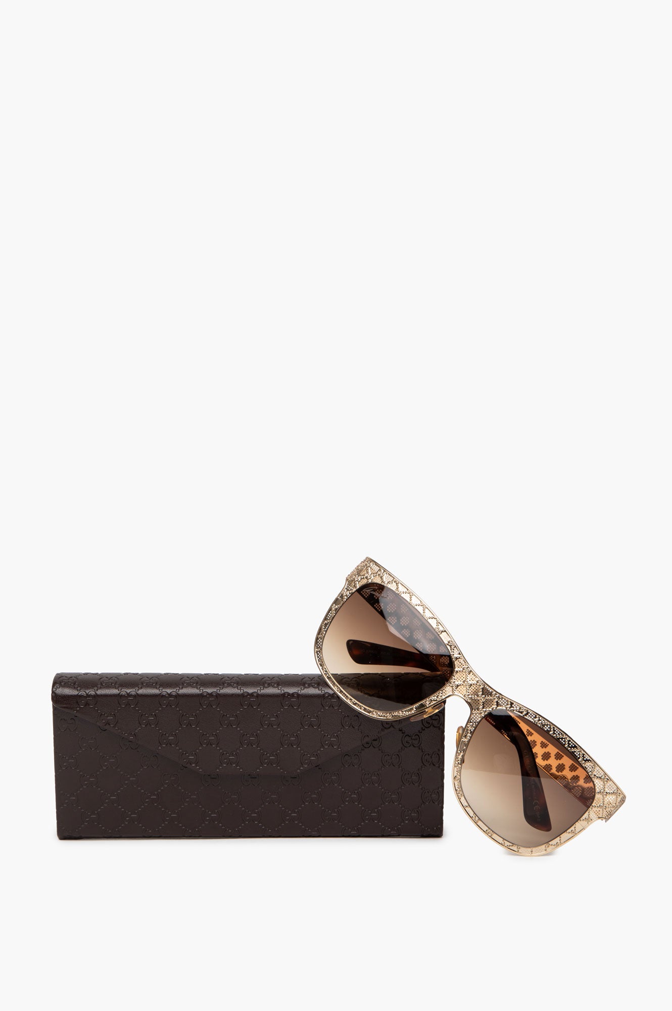 Gucci Gold-Tone Metal Monogram Frame GG 4266/S Sunglasses