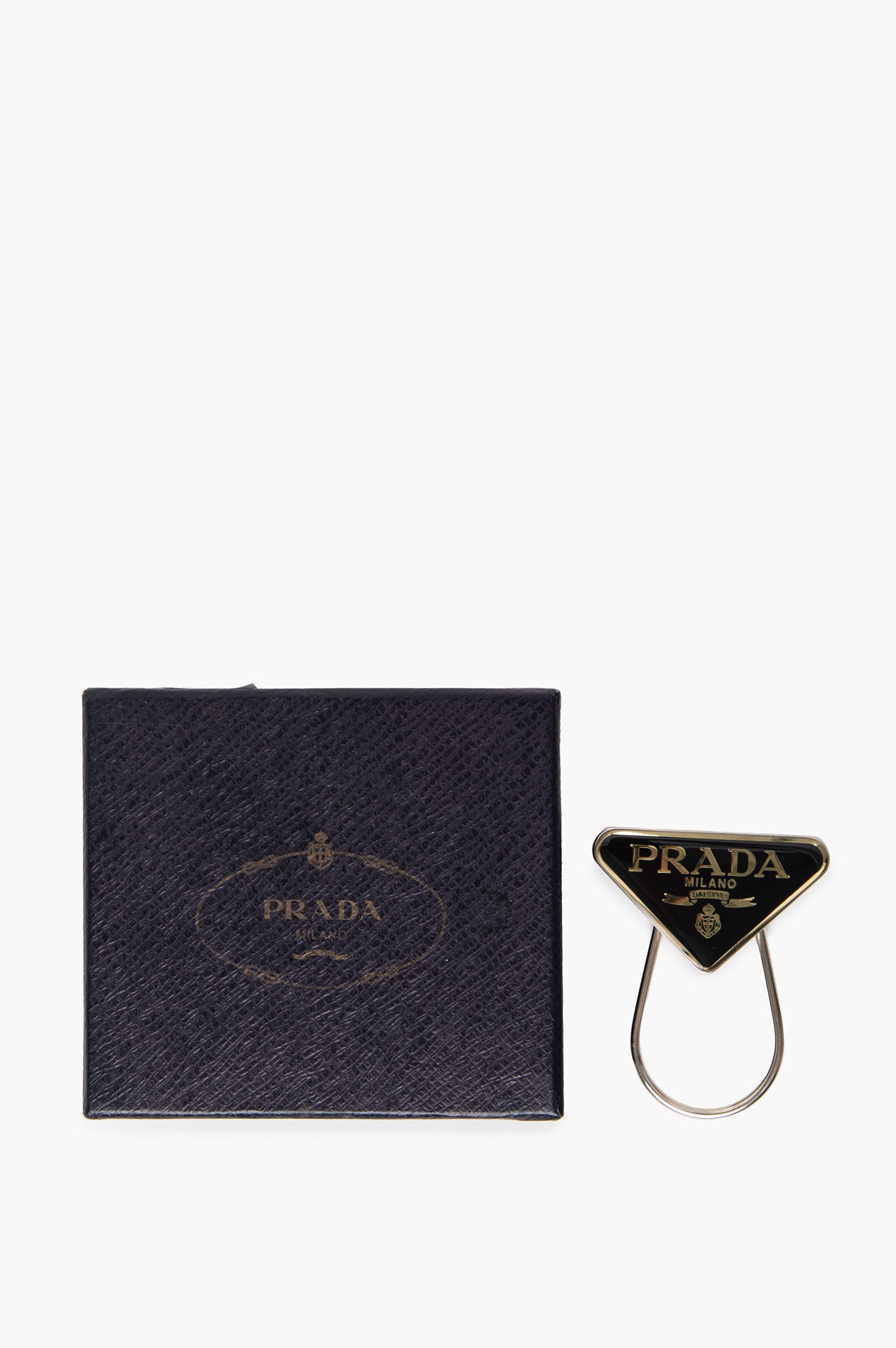 Prada Enamel Triangle Logo Key Ring