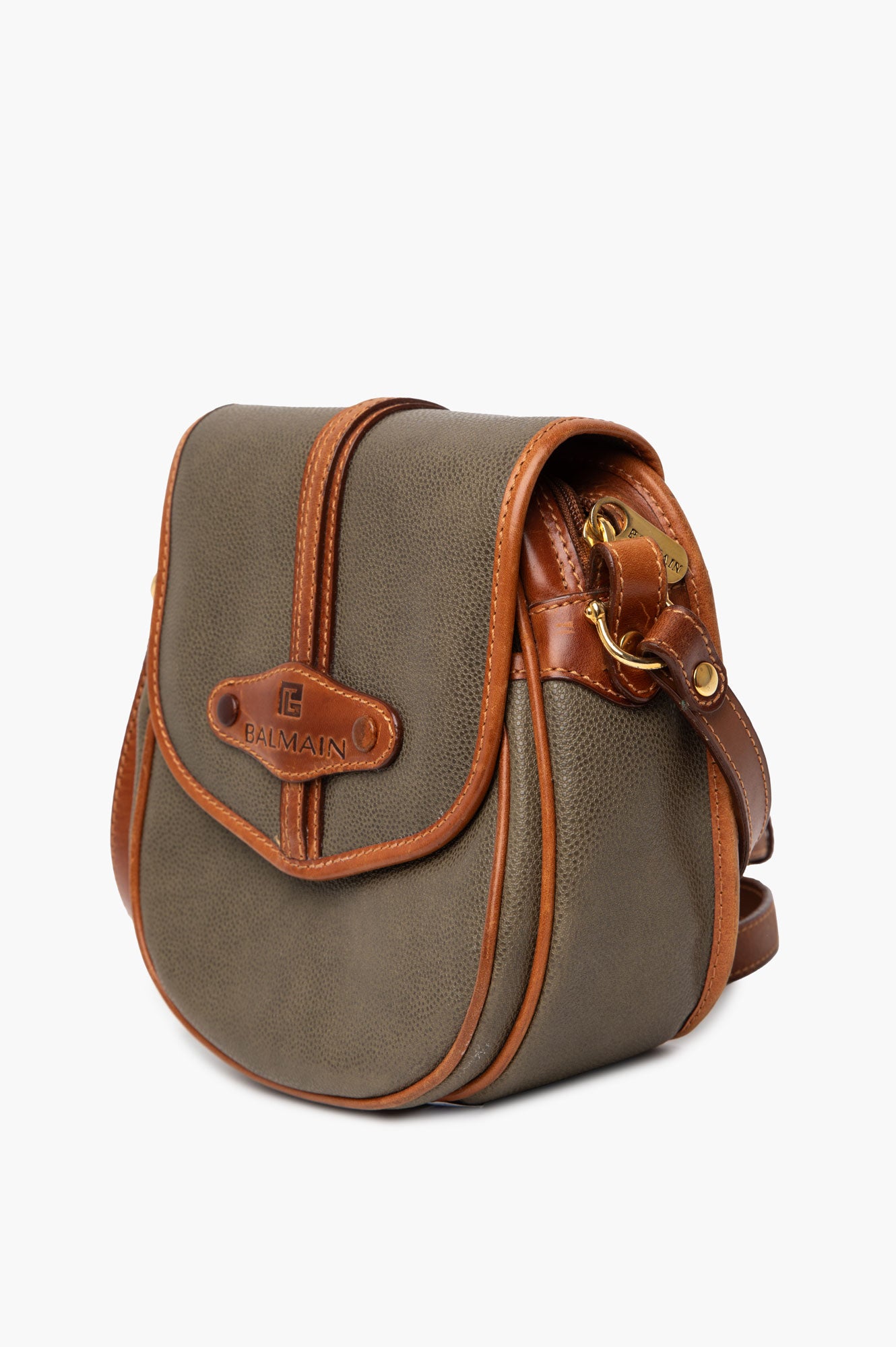 Pierre Balmain Vintage Green Leather Crossbody Bag