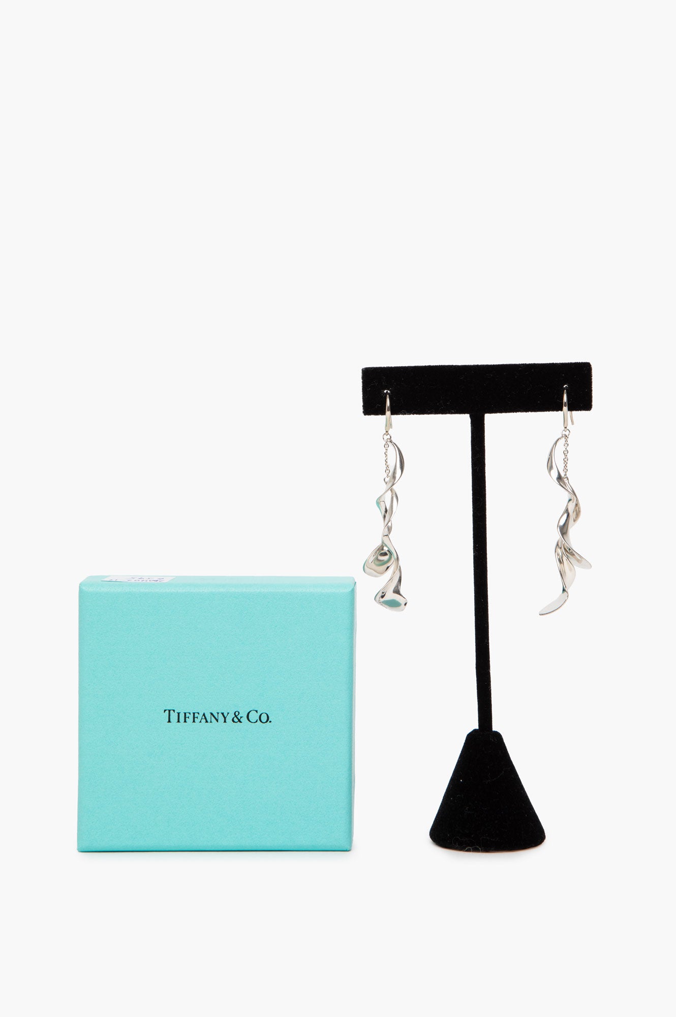 Tiffany & Co. Frank Gehry Sterling Silver Double Orchid Twist Drop Earrings