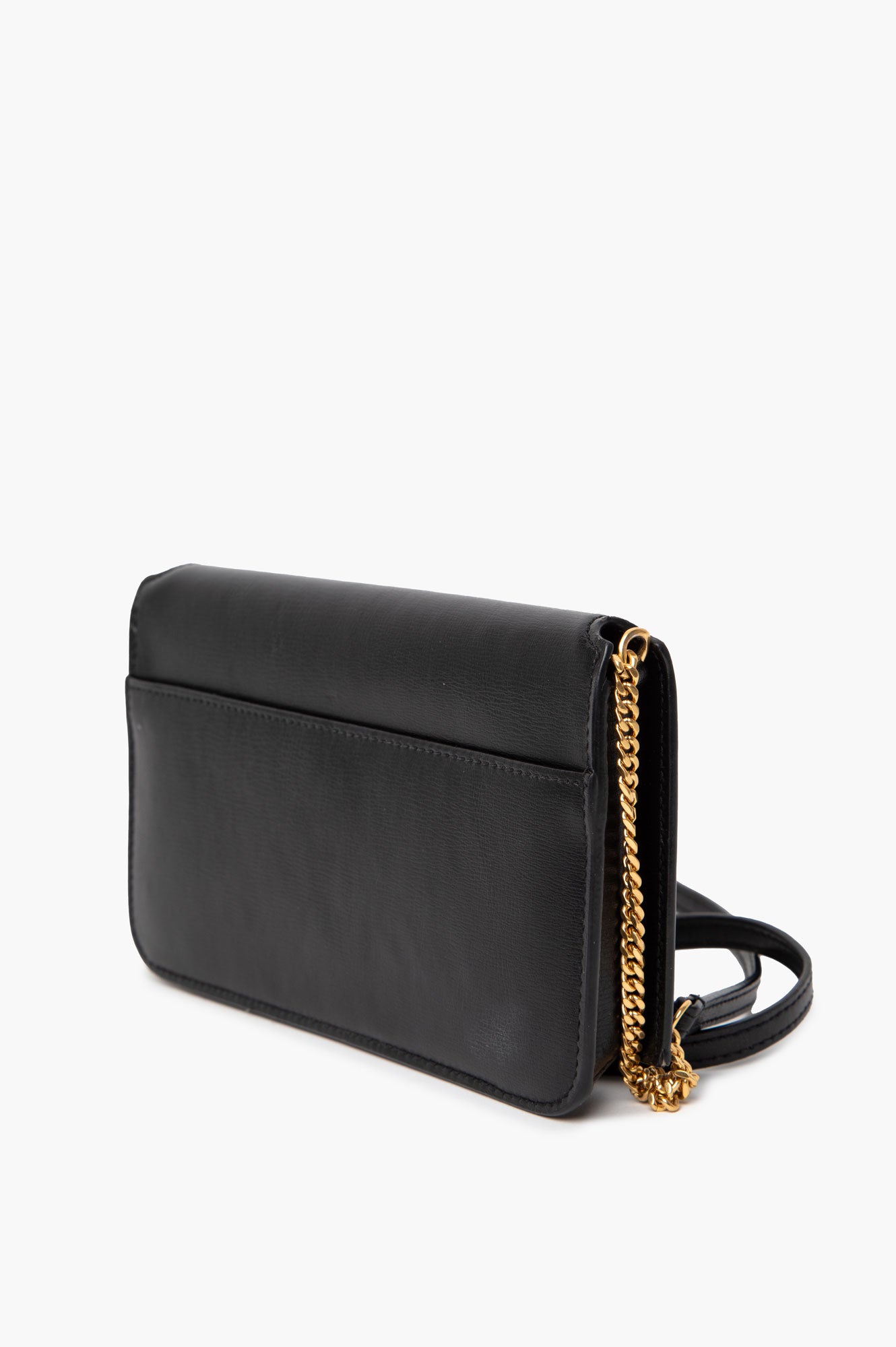 Saint Laurent Black Smooth Leather Cassandre Phone Bag