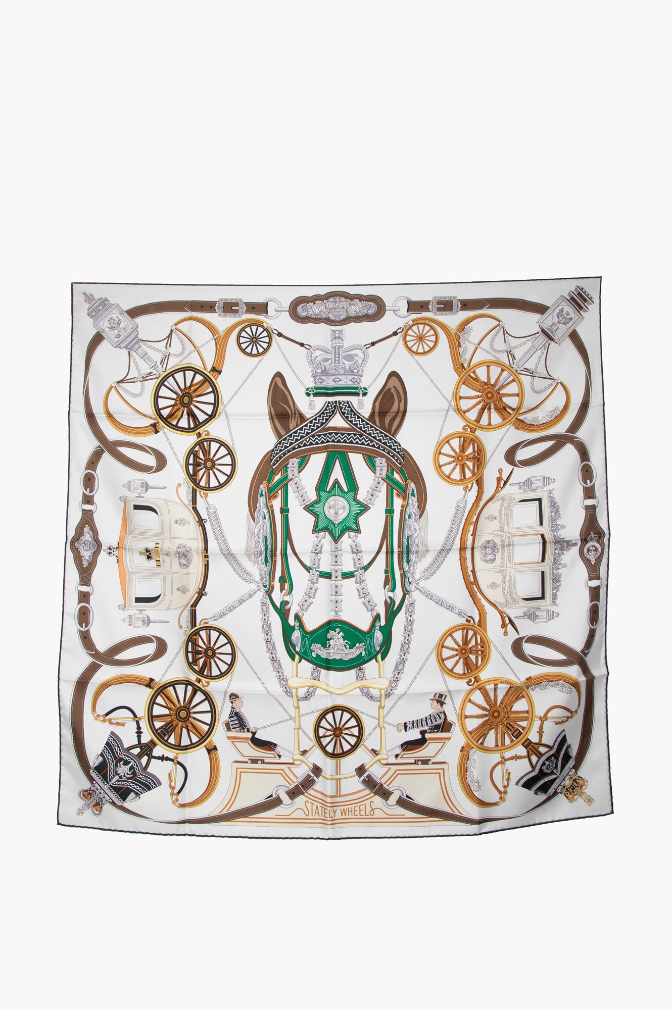 Hermes Stately Wheels Silk Scarf  90*90