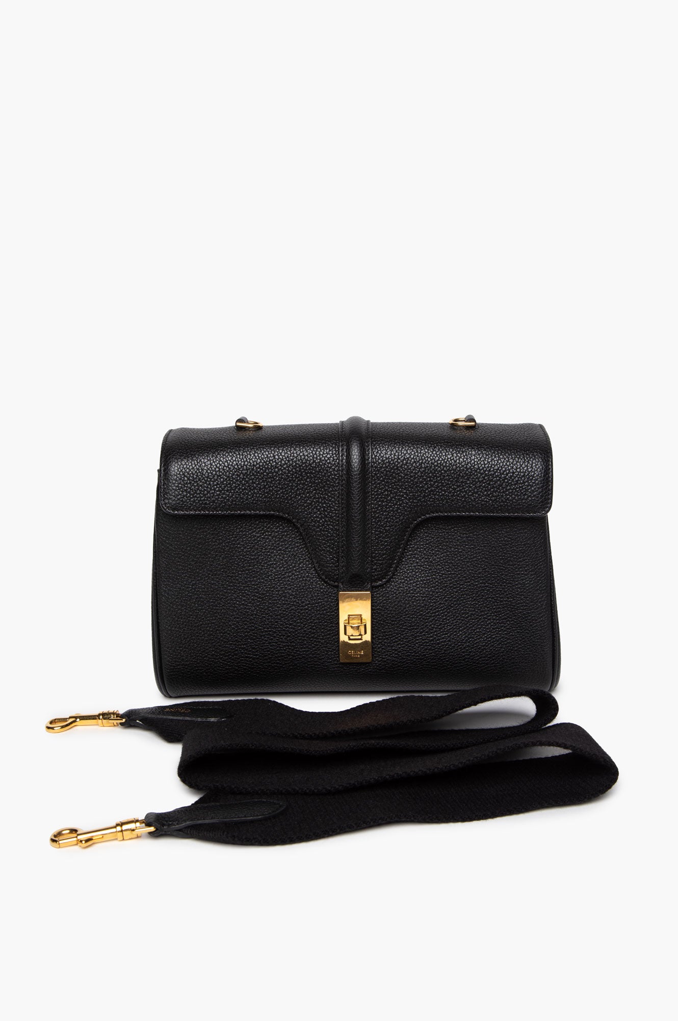 Celine Black Grained Leather Teen Soft 16 Bag