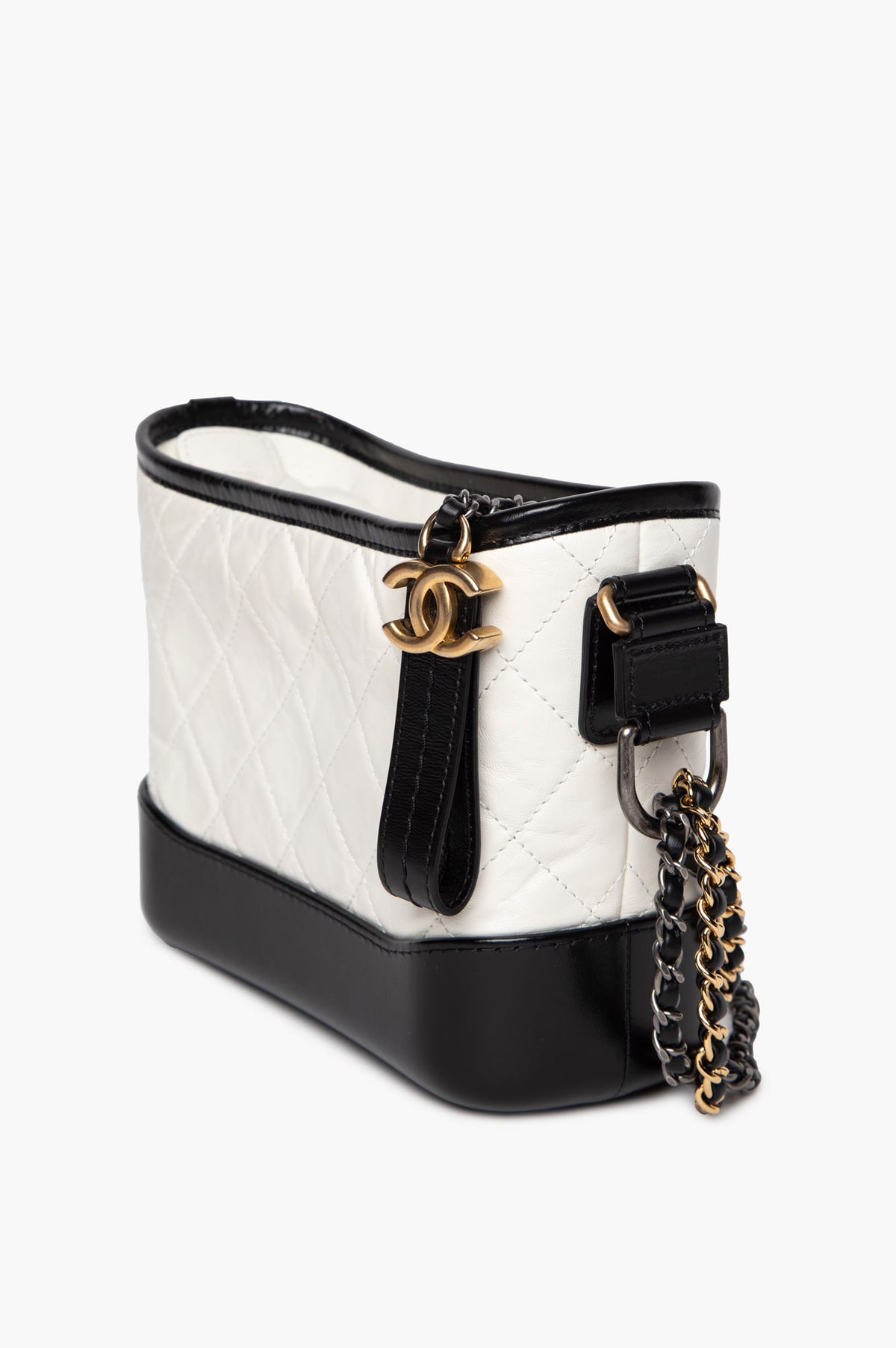 Chanel Black & White Aged Calfskin Small Gabrielle Bag