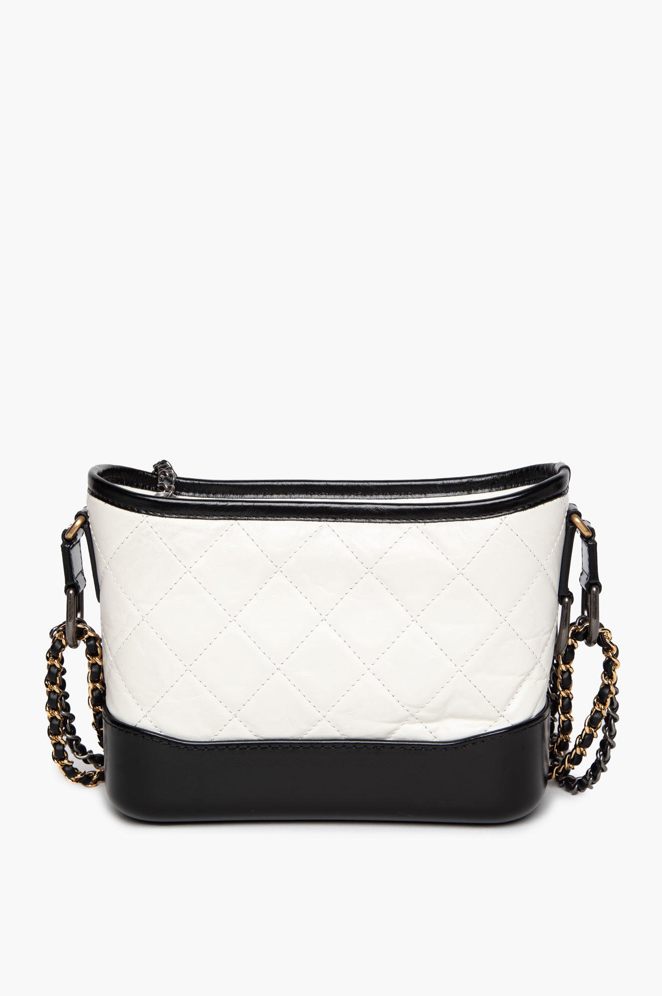 Chanel Black & White Aged Calfskin Small Gabrielle Bag