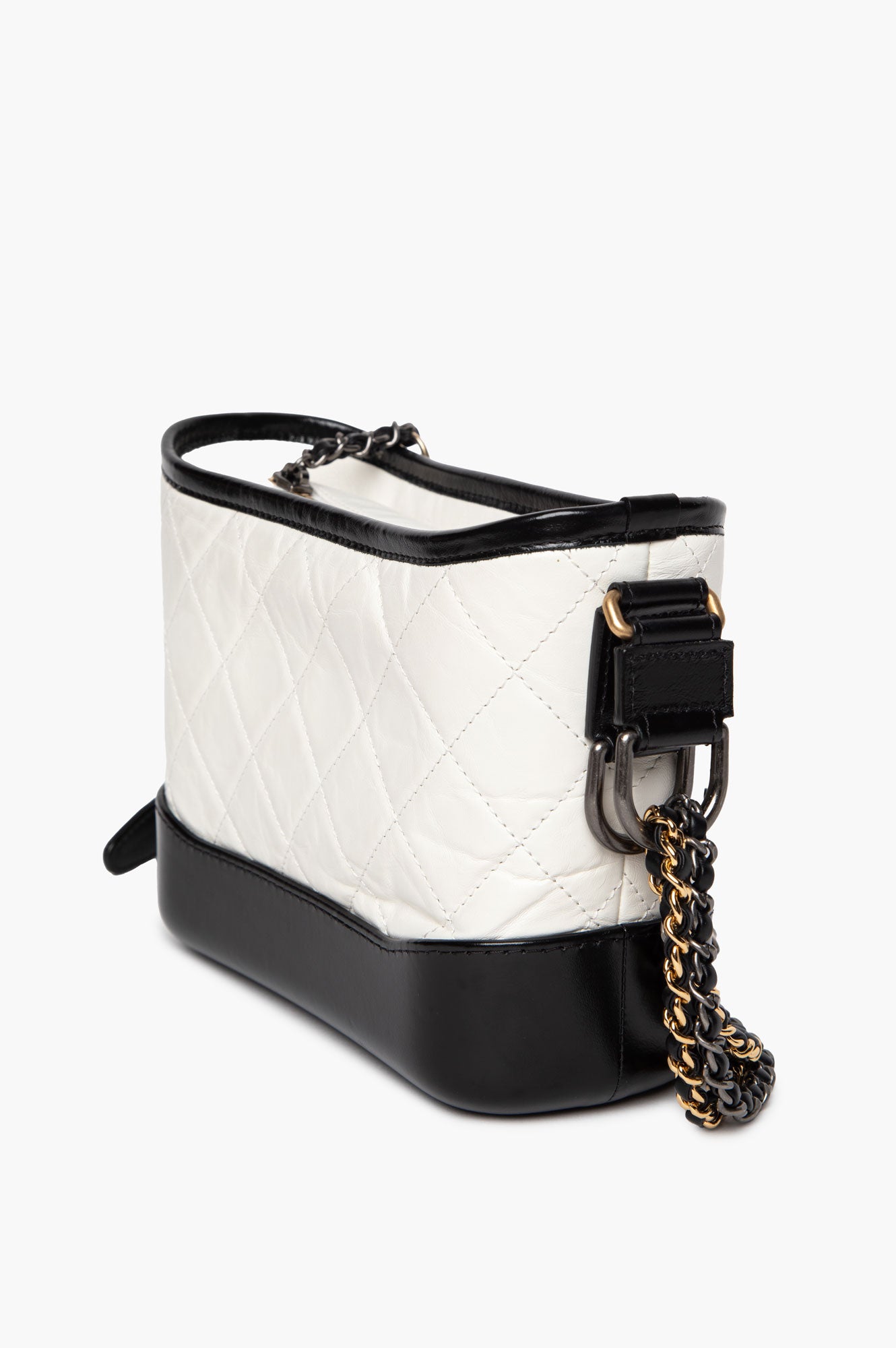 Chanel Black & White Aged Calfskin Small Gabrielle Bag