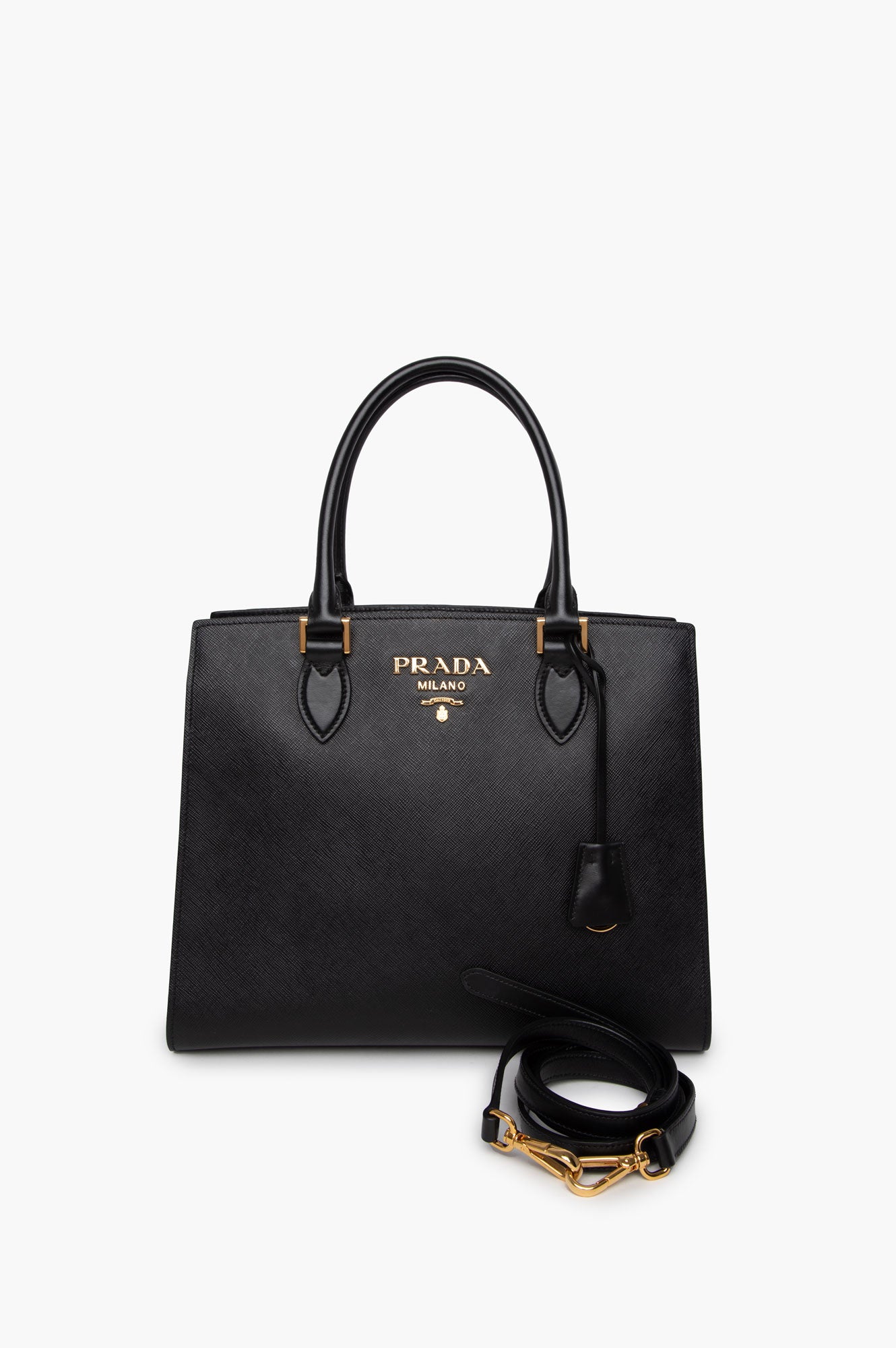 Prada Black Saffiano Structured Tote Bag