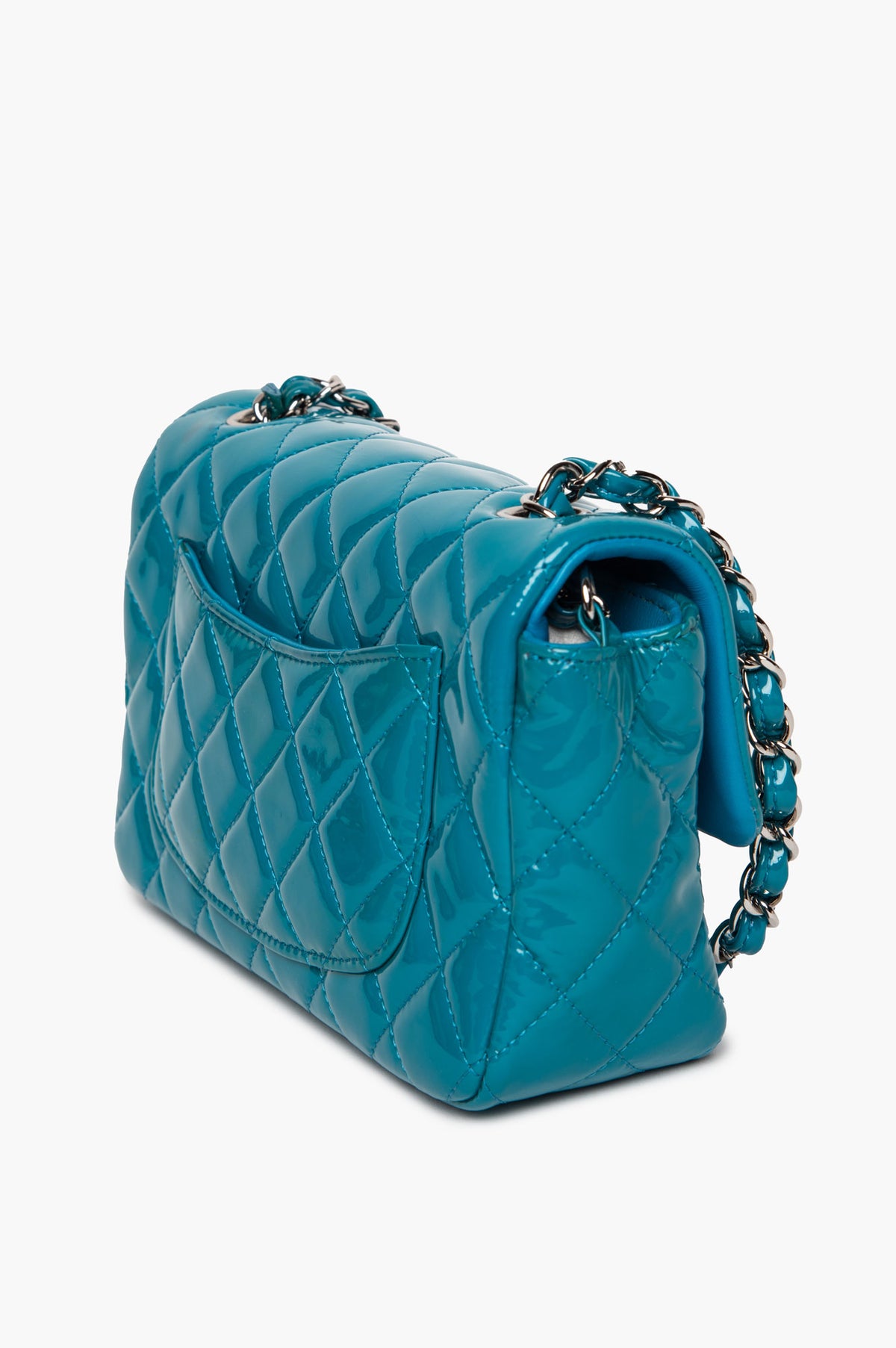Chanel Turquoise Patent Mini Rectangular Flap Bag