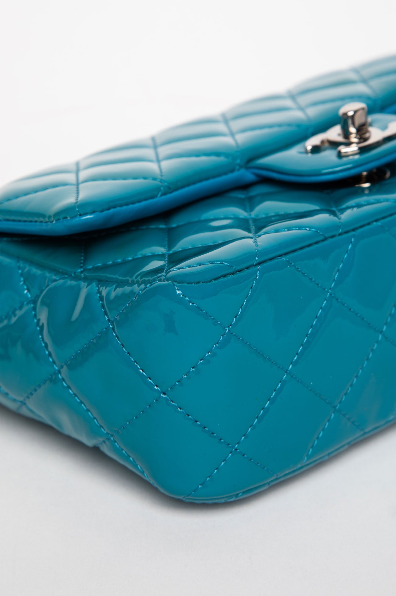 Chanel Turquoise Patent Mini Rectangular Flap Bag