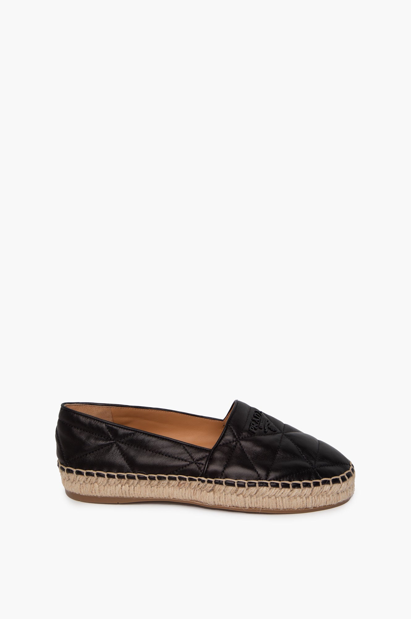 Prada Nappa Leather Espadrilles In Black Size 36.5